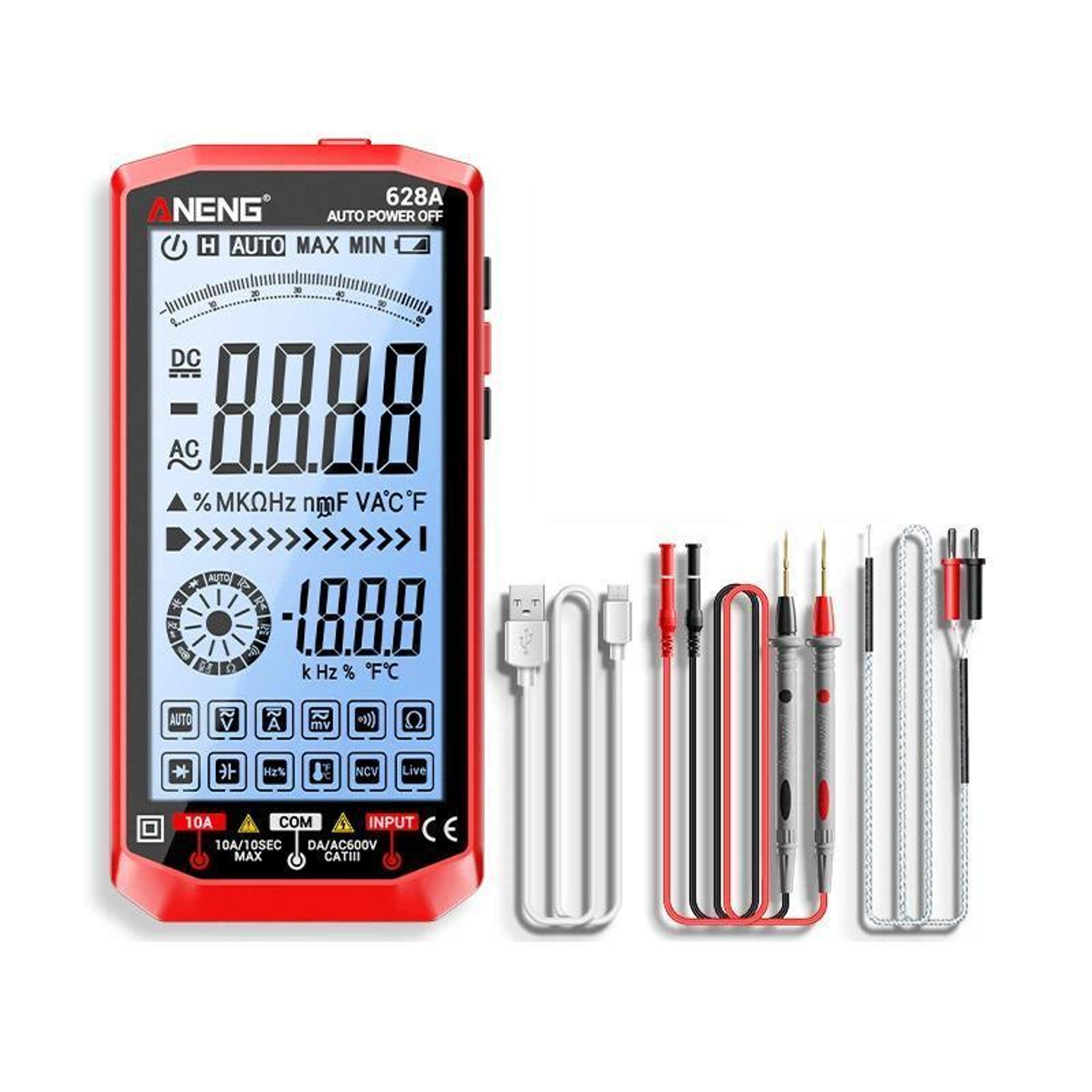 smart digital multimeter 6000 count auto ranging multimeter with ncv and type-c charging