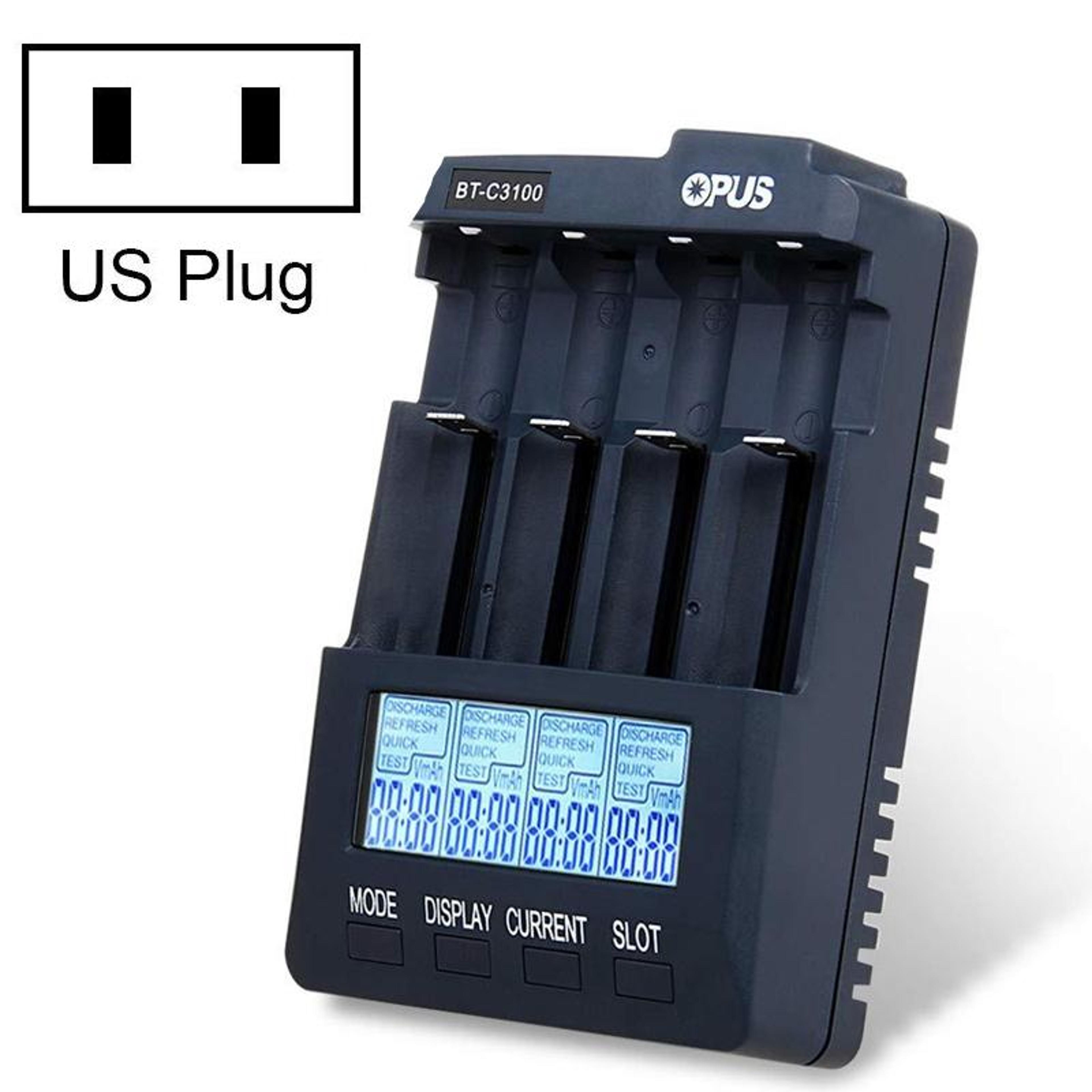 4-slot battery charger with lcd for li-ion and ni-mh batteries