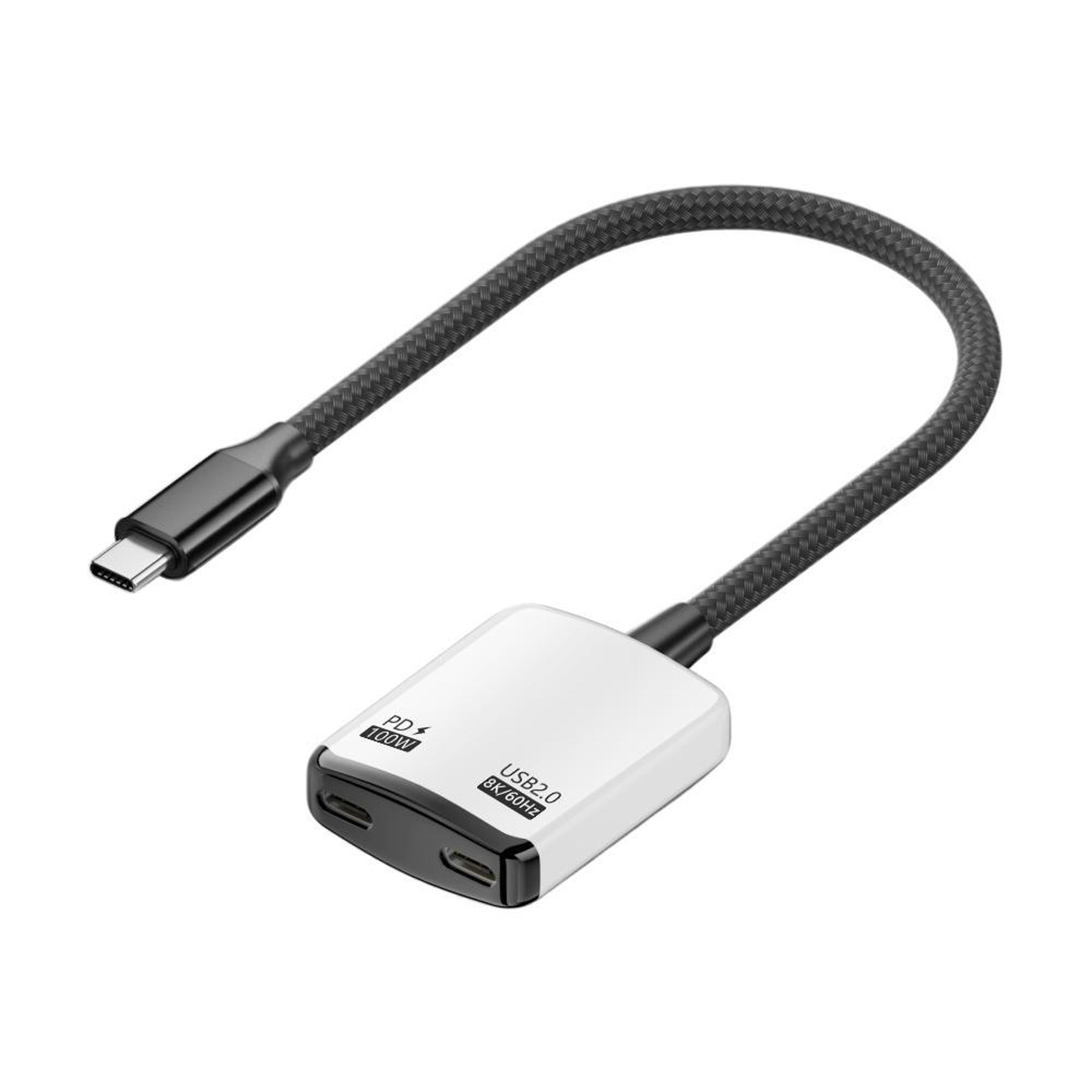 2-in-1 usb c ar glasses adapter with 100w pd charging and 8k 60hz video