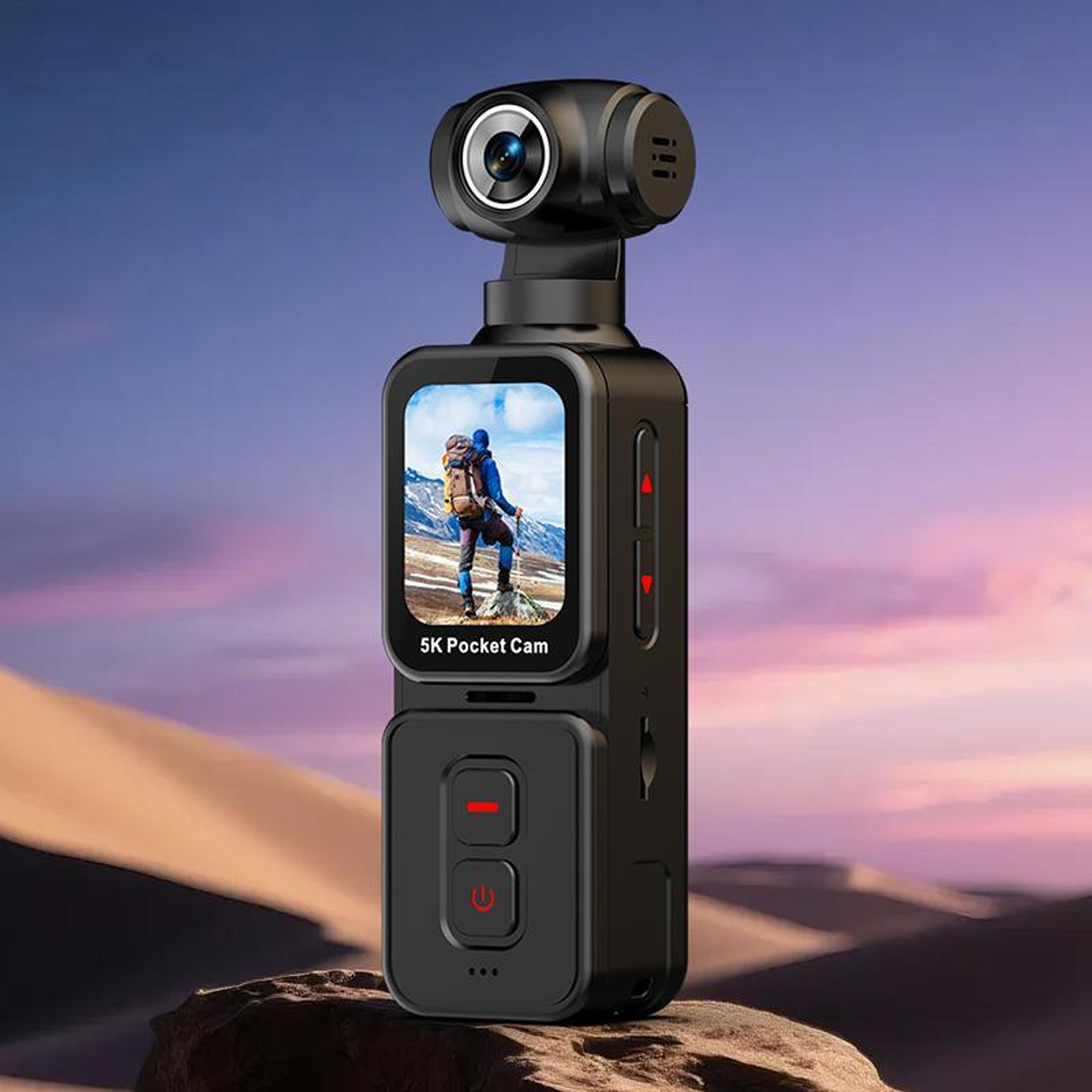 k28 5k gimbal camera with 1.69 inch ips screen, 16mp wide-angle lens