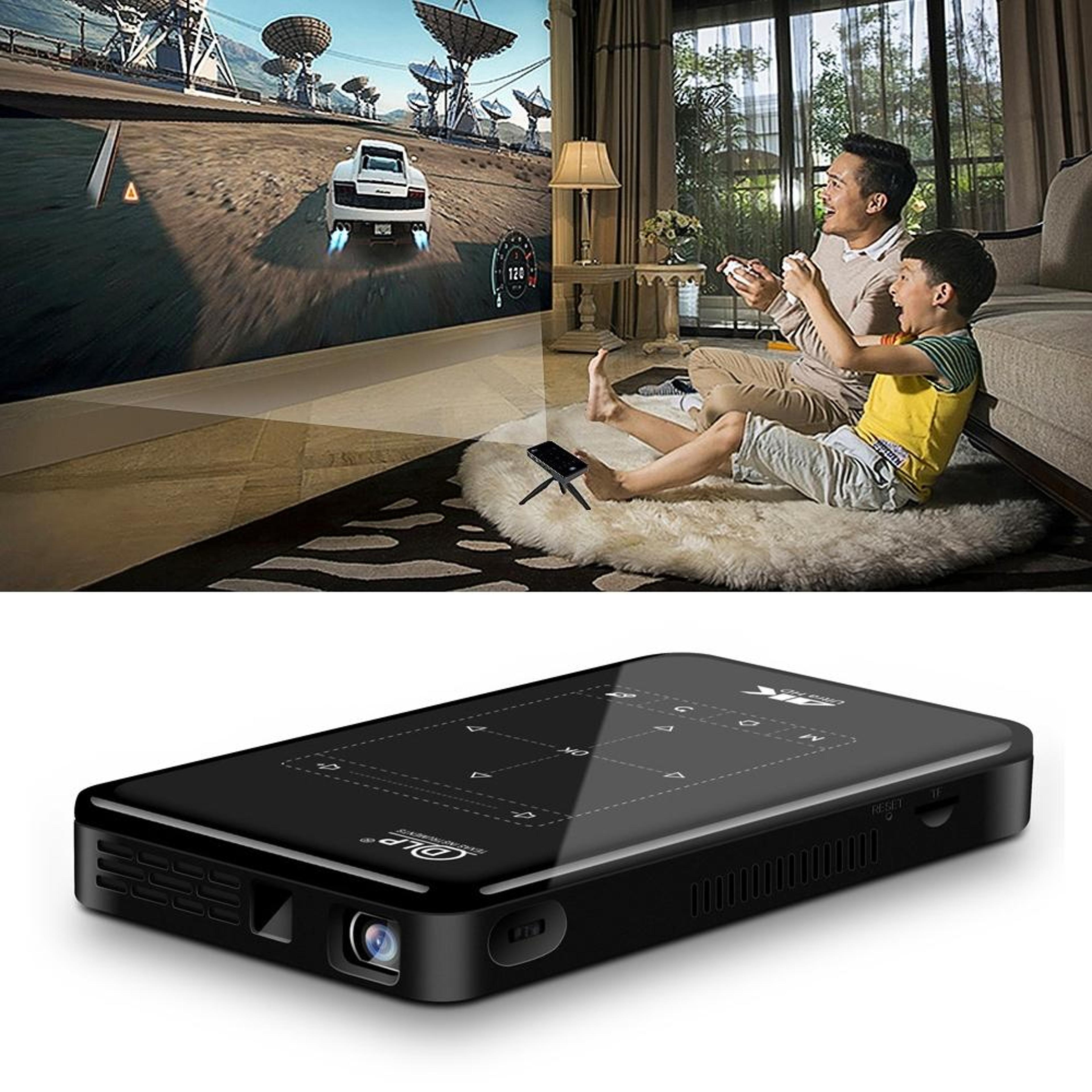 p09 portable projector with 4k decoding, dlp display, dual-band wifi and bluetooth