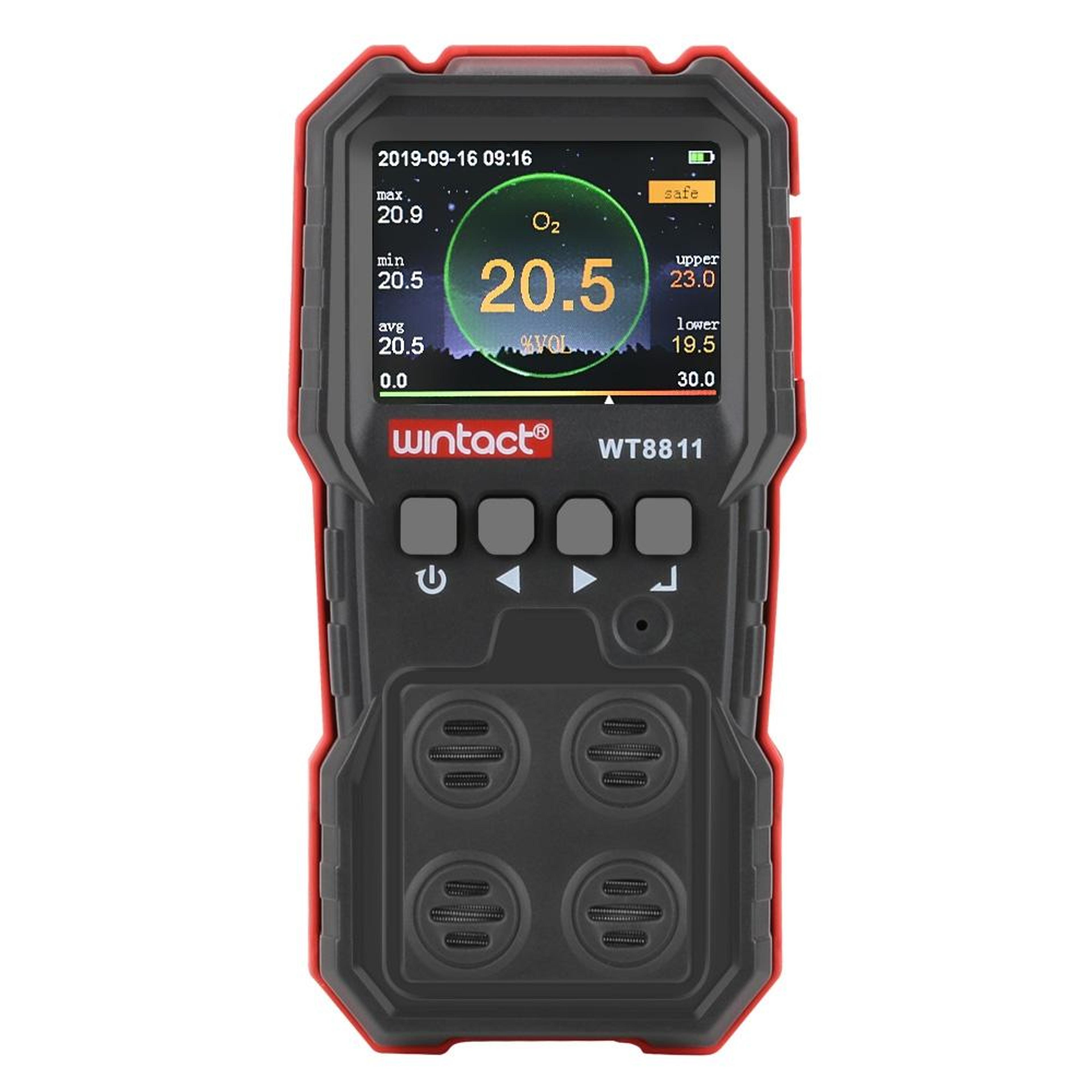 4-in-1 multi gas detector with rechargeable safety alarm
