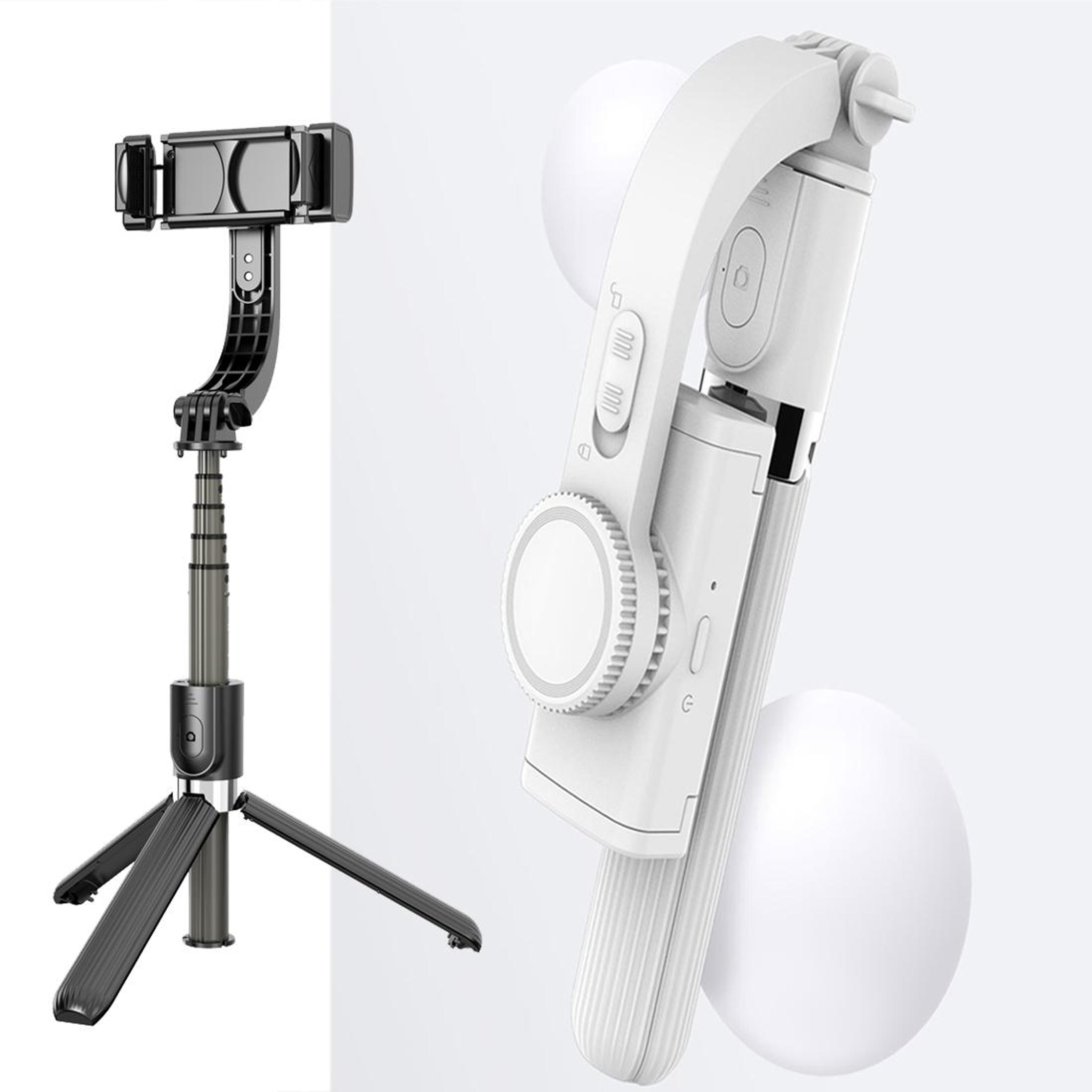 gimbal stabilizer selfie stick with bluetooth remote and tripod