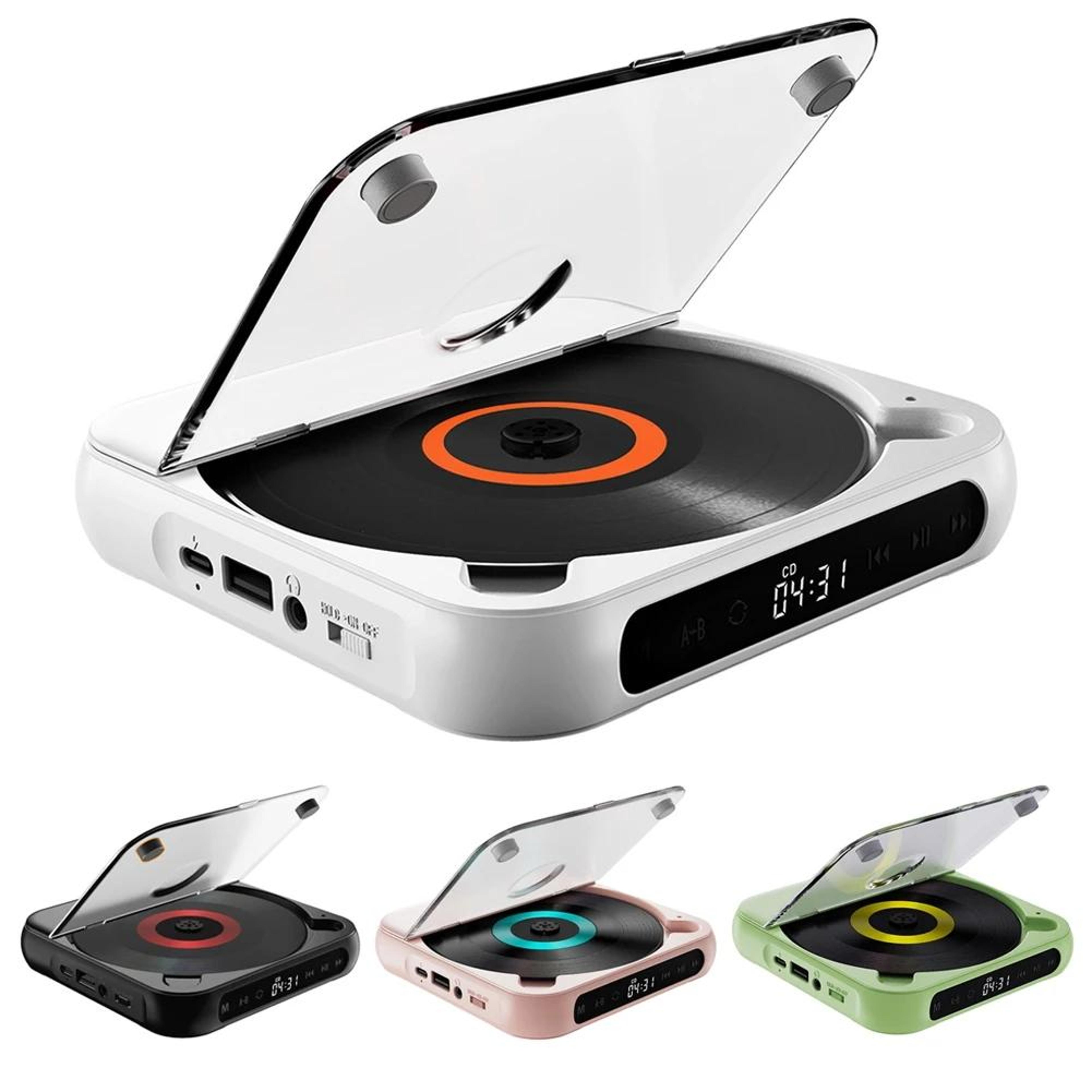 portable cd player with bluetooth 5.3, rechargeable battery and usb