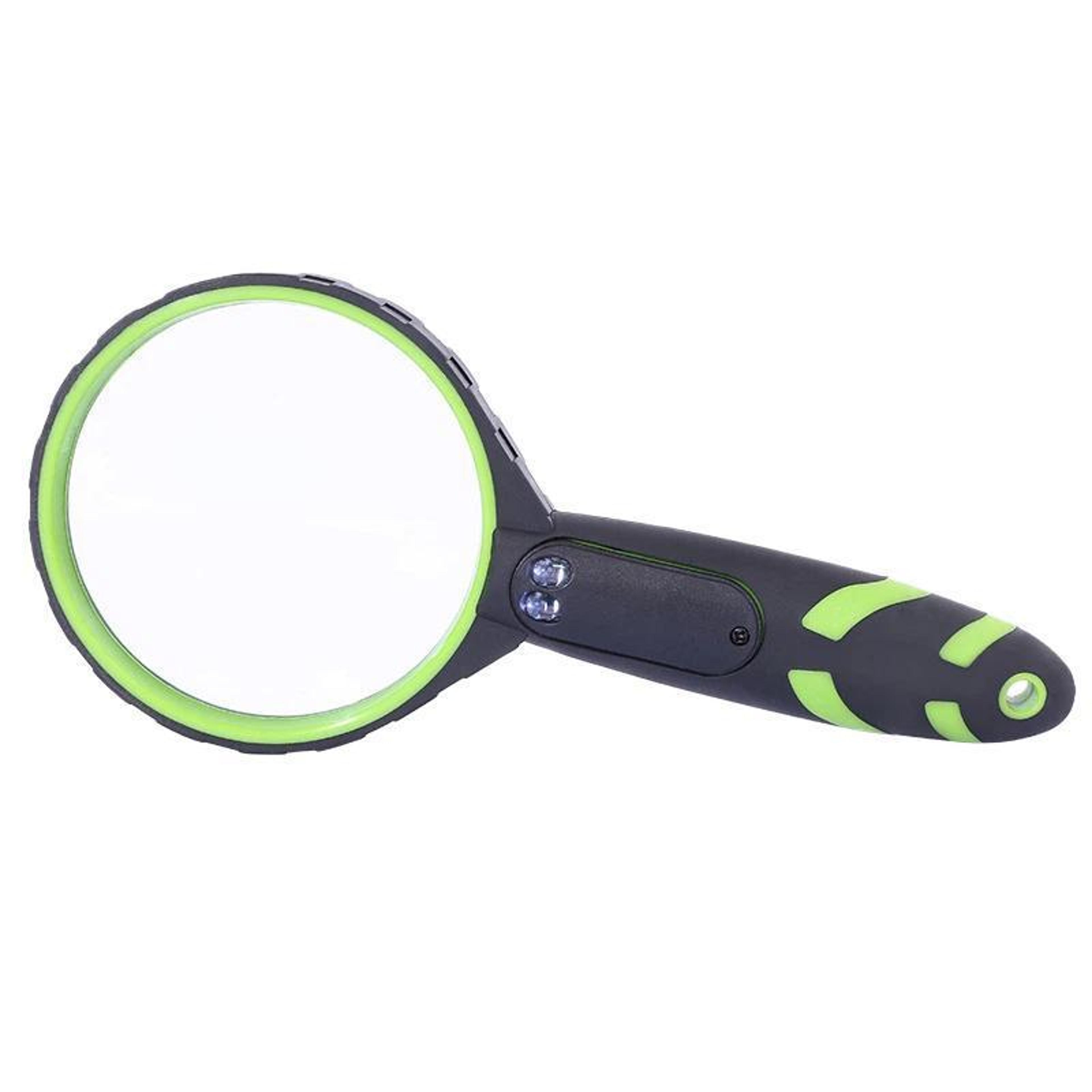 10x led magnifying glass with 75mm optical lens and shockproof grip