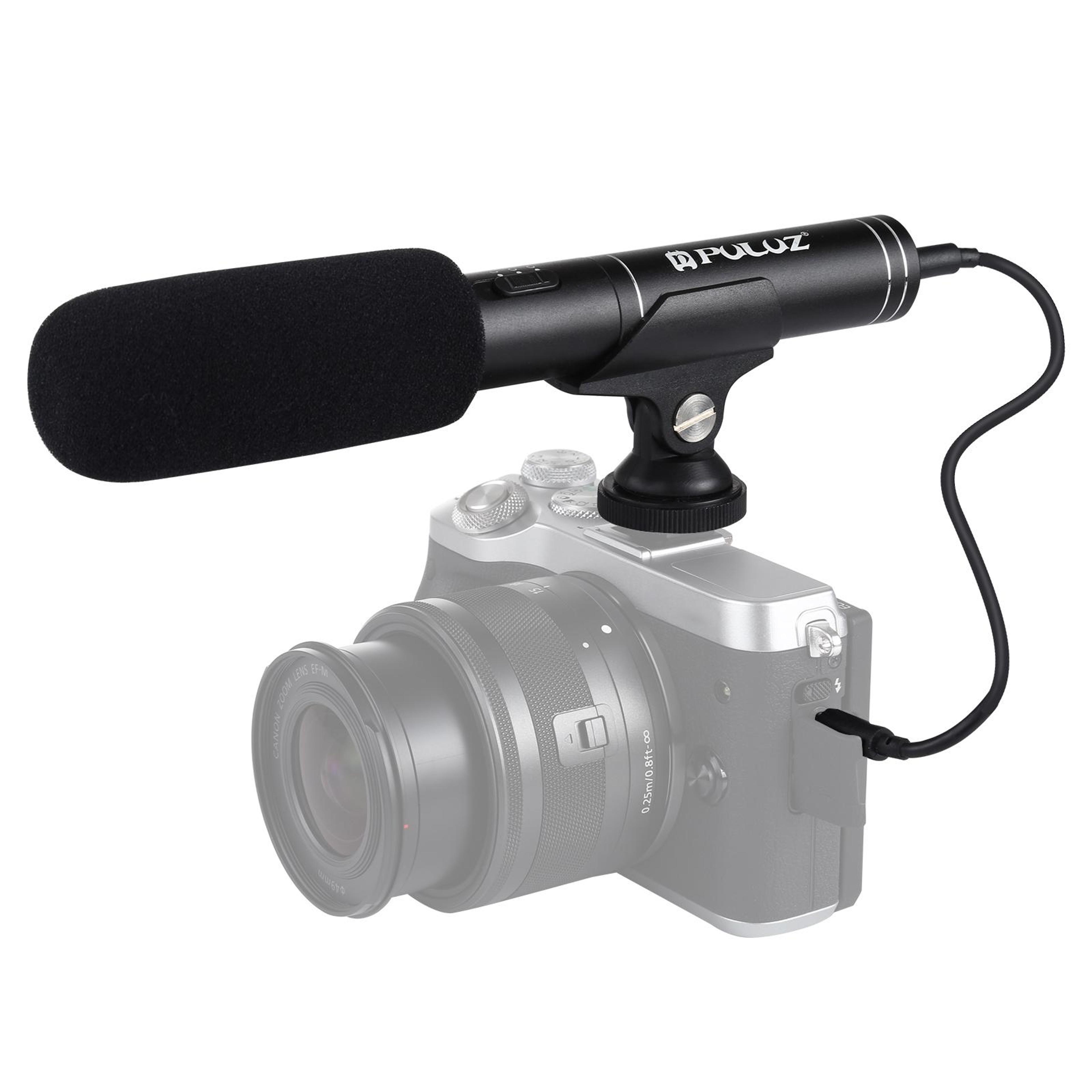 puluz shotgun microphone for dslr with 3.5mm audio and hypercardioid pickup