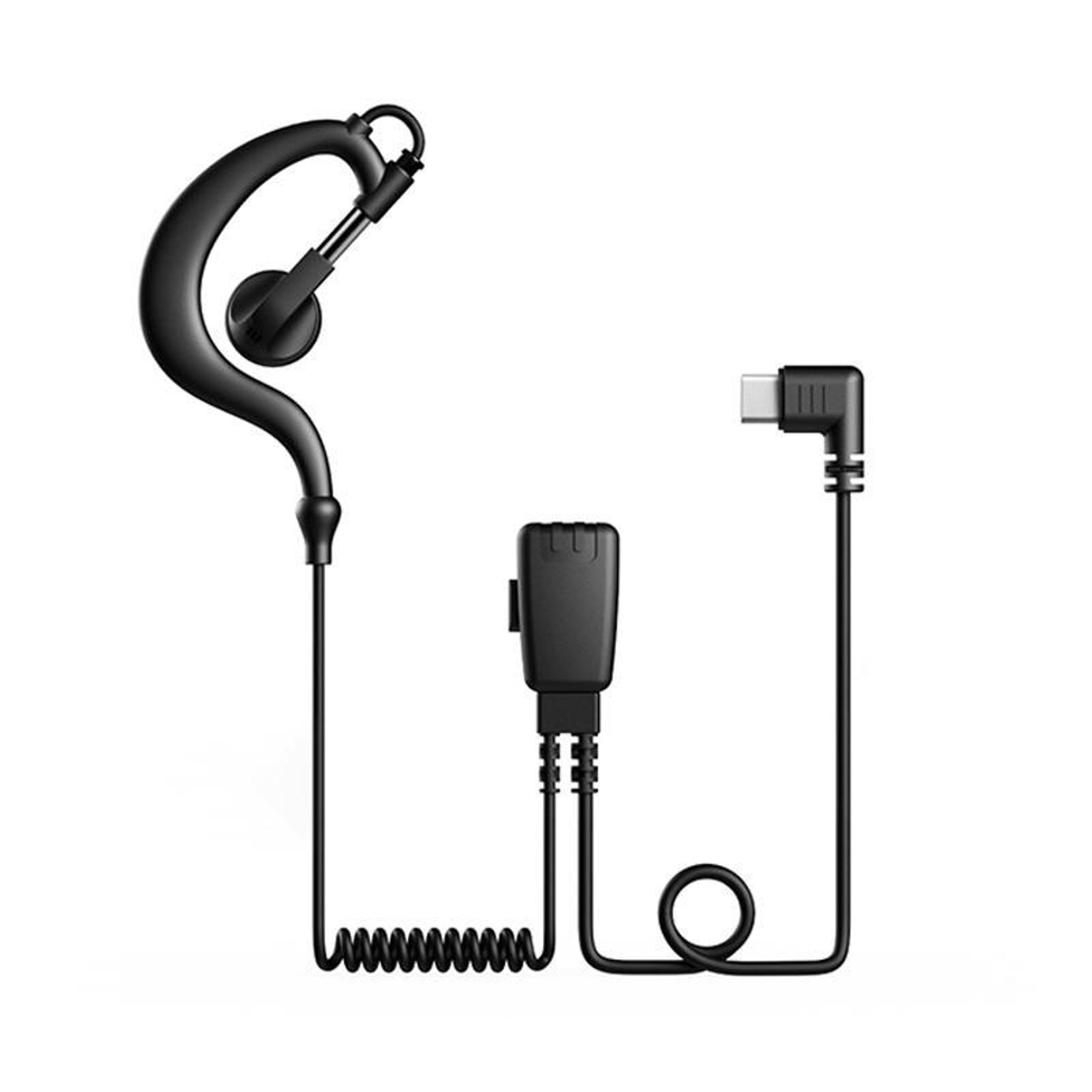 walkie talkie earpiece with ear hook and one-touch intercom button