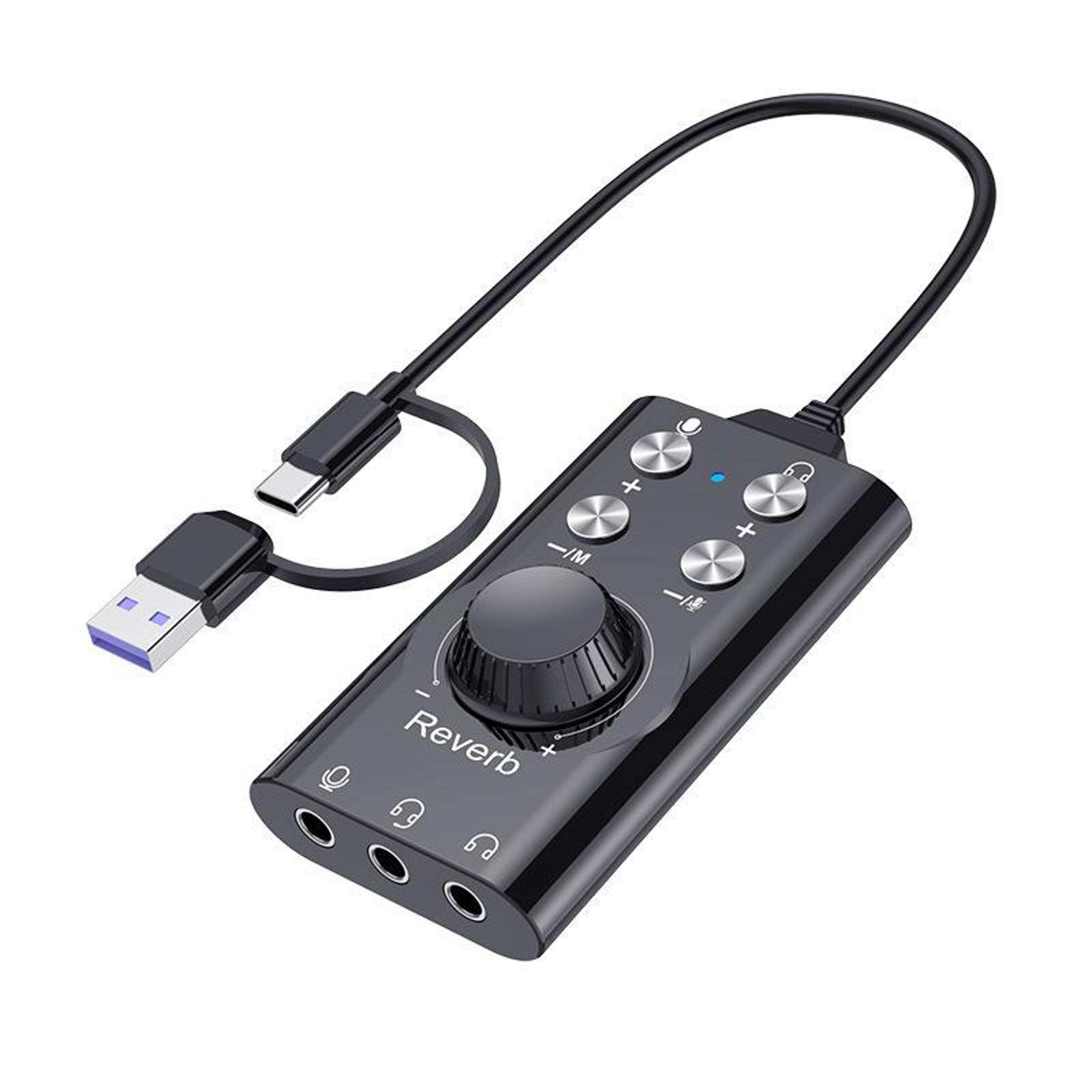 7.1 surround sound usb-c external sound card with voice changer