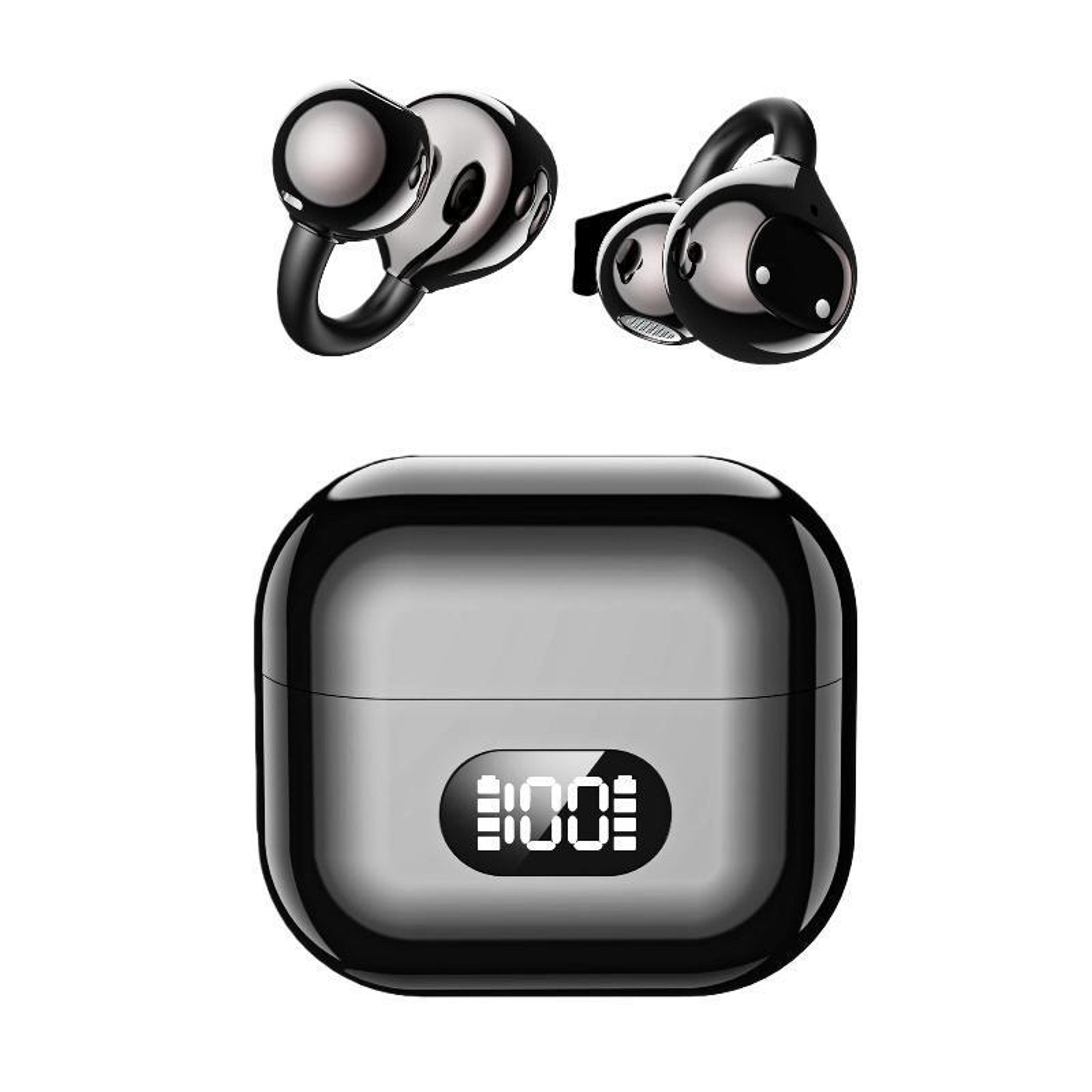 x62 ai translation earbuds with 150 languages, clip-on fit and digital battery display