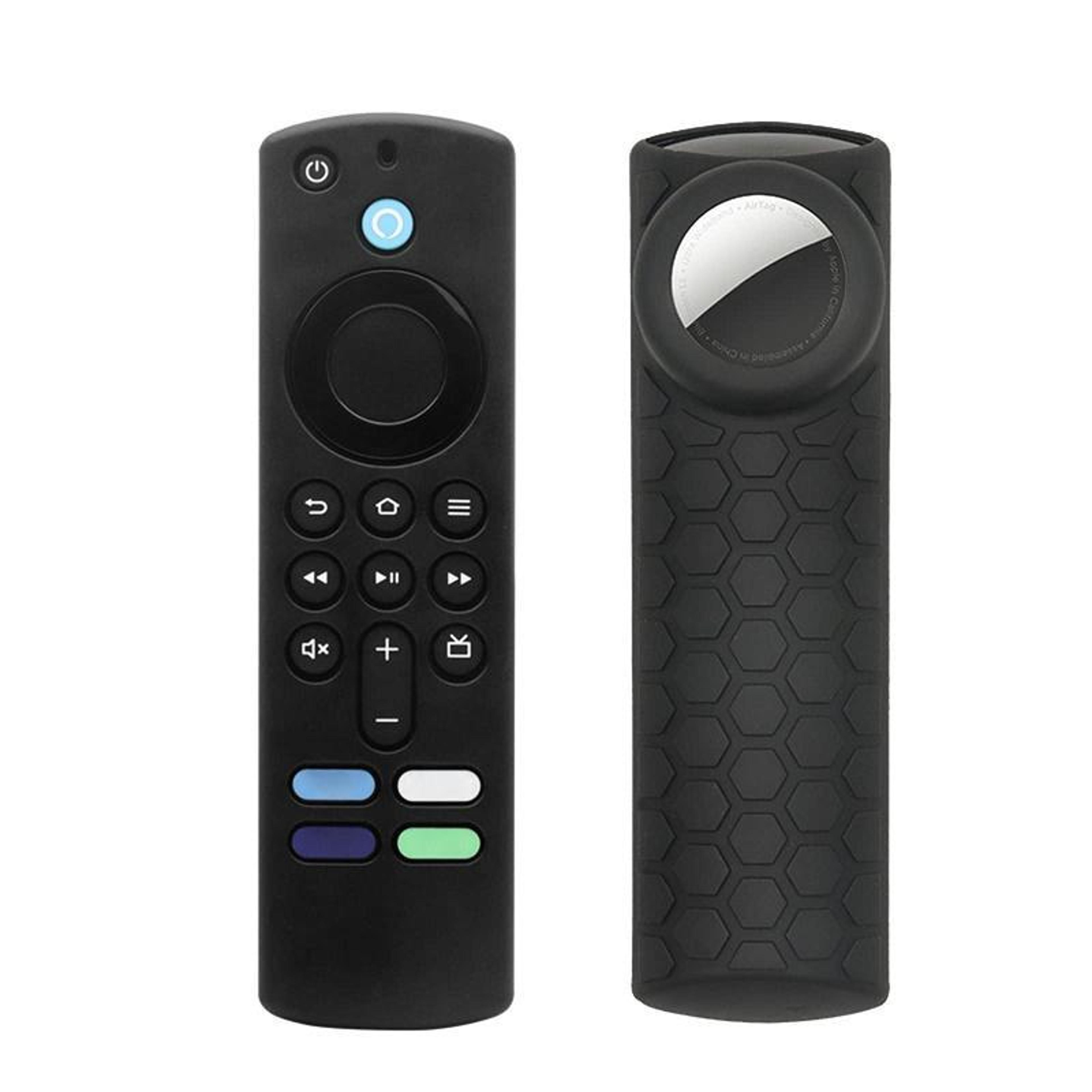 2pcs fire tv stick remote case with airtag holder, non-slip silicone cover