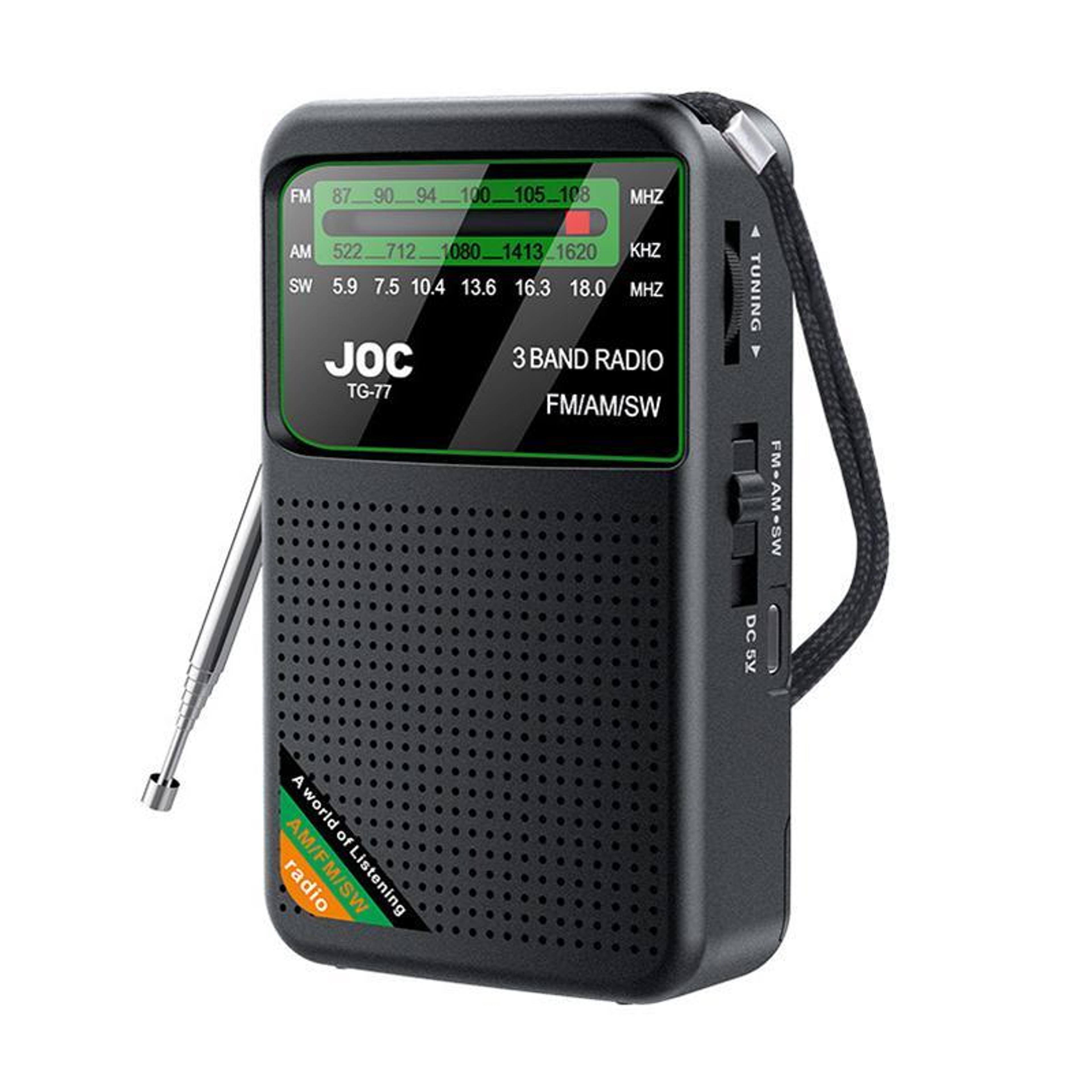 portable am fm radio with shortwave radio, auto scan and usb-c charging