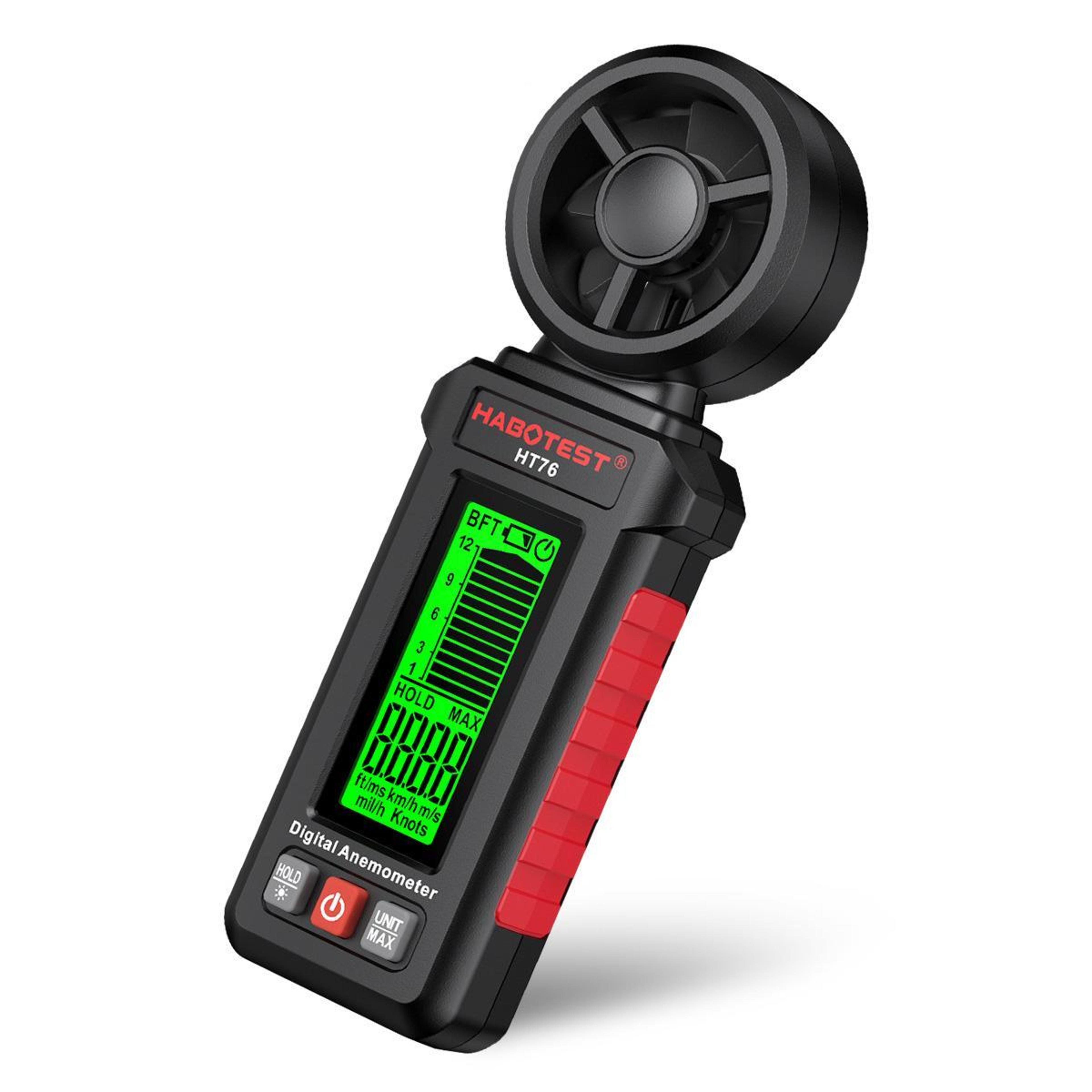 ht76 digital anemometer handheld wind speed meter with 8-blade sensor