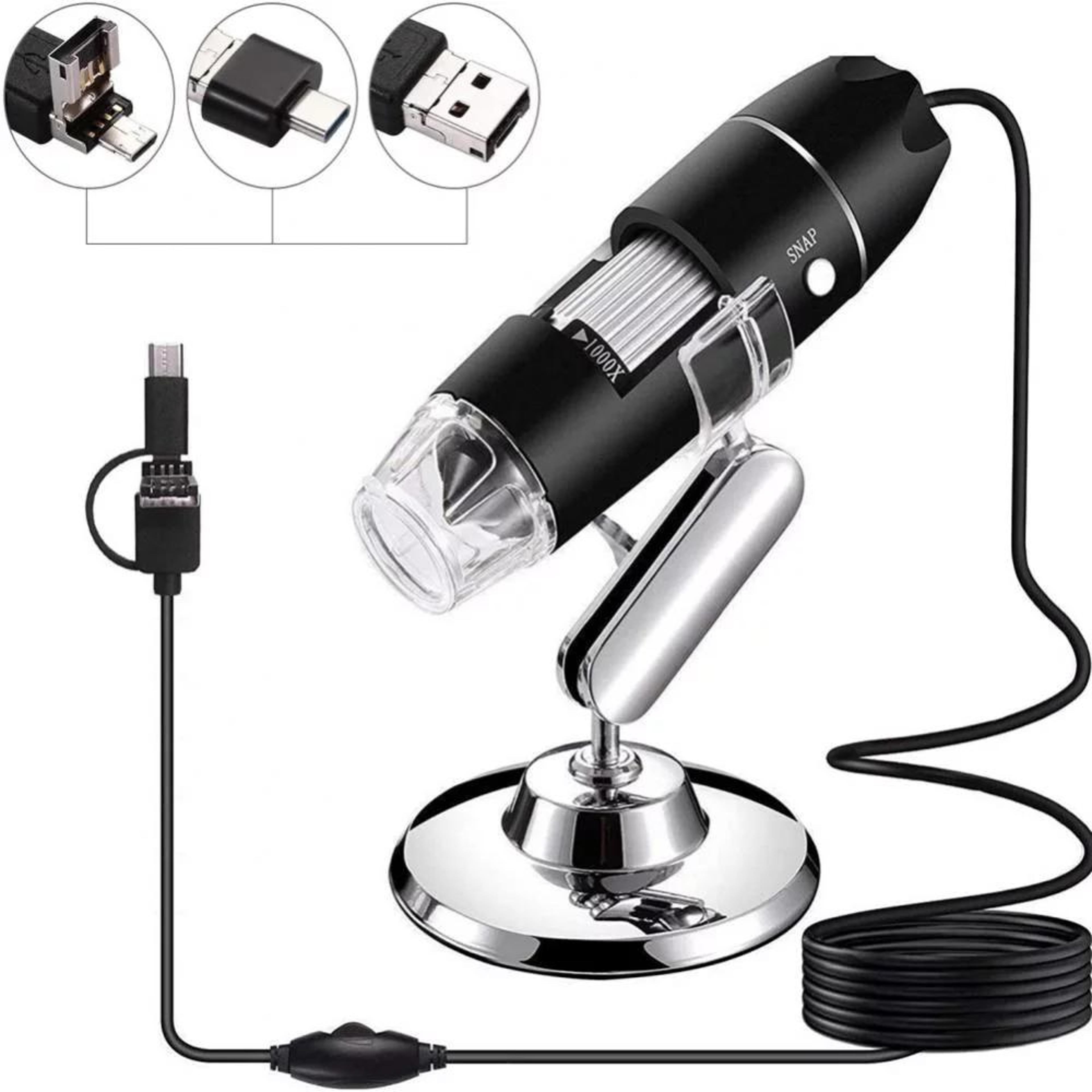 1600x usb digital microscope with 8 led lights and 3-in-1 connectivity