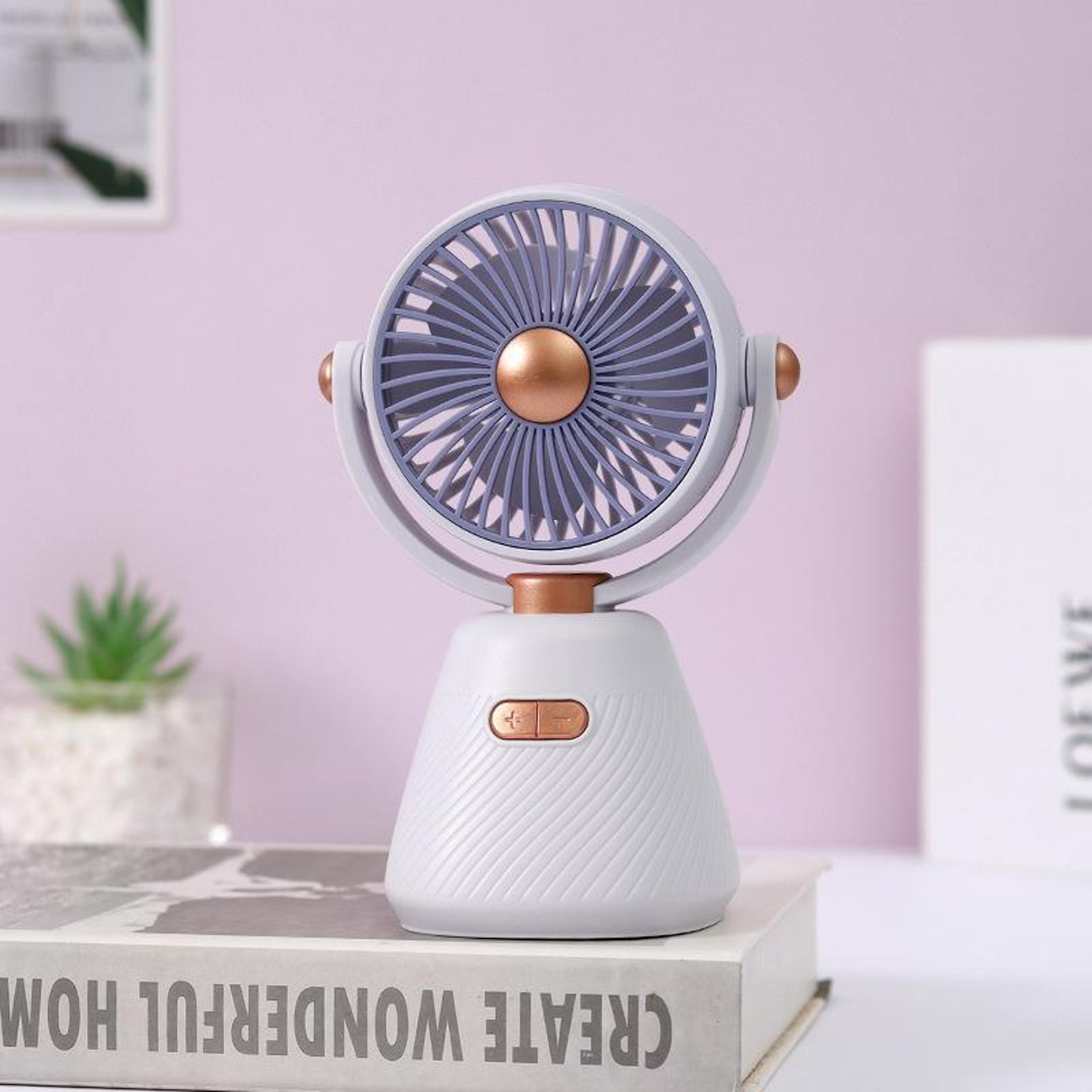 100-speed mini rechargeable desk fan with 180° adjustable airflow