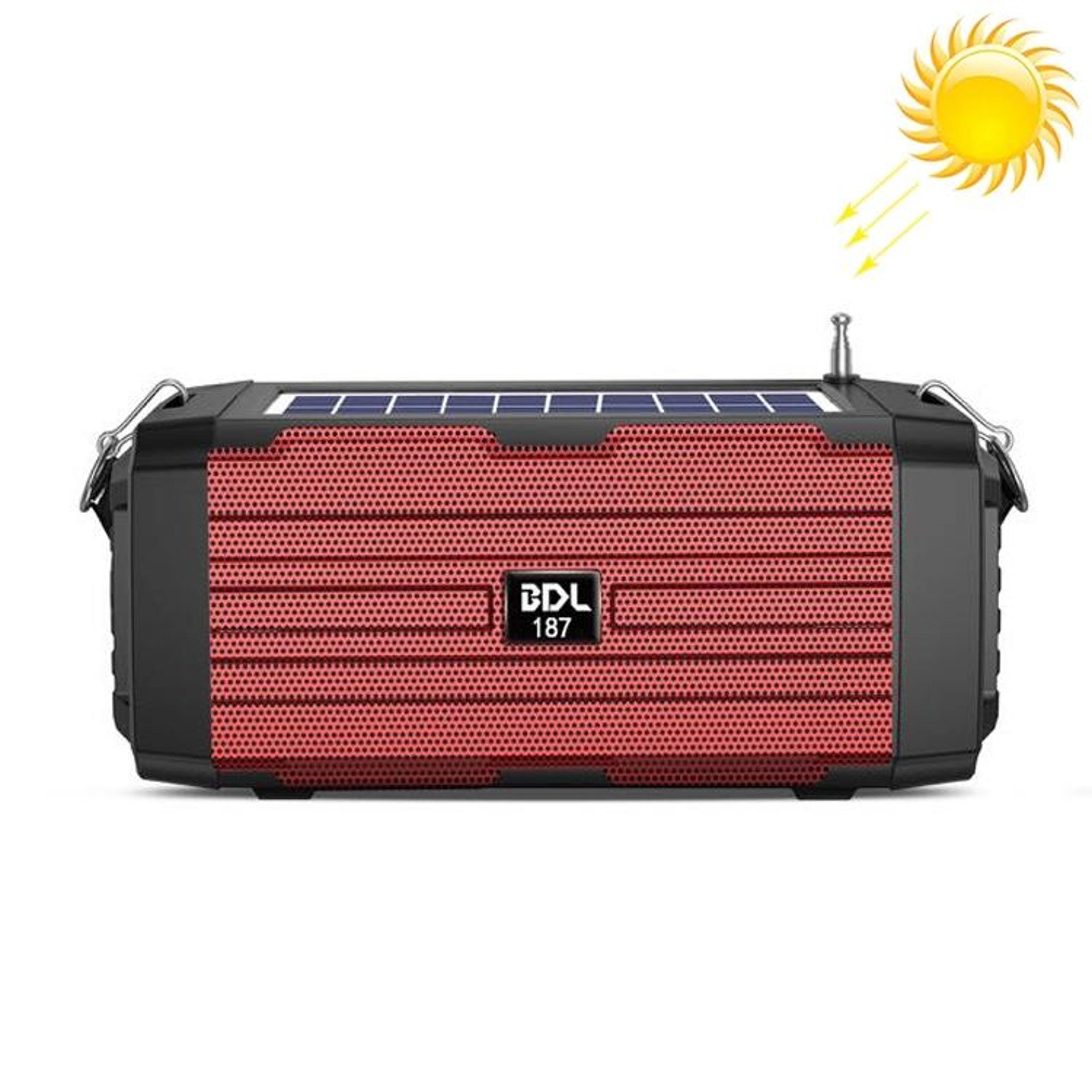 solar bluetooth speaker with led flashlight, fm radio and portable outdoor design