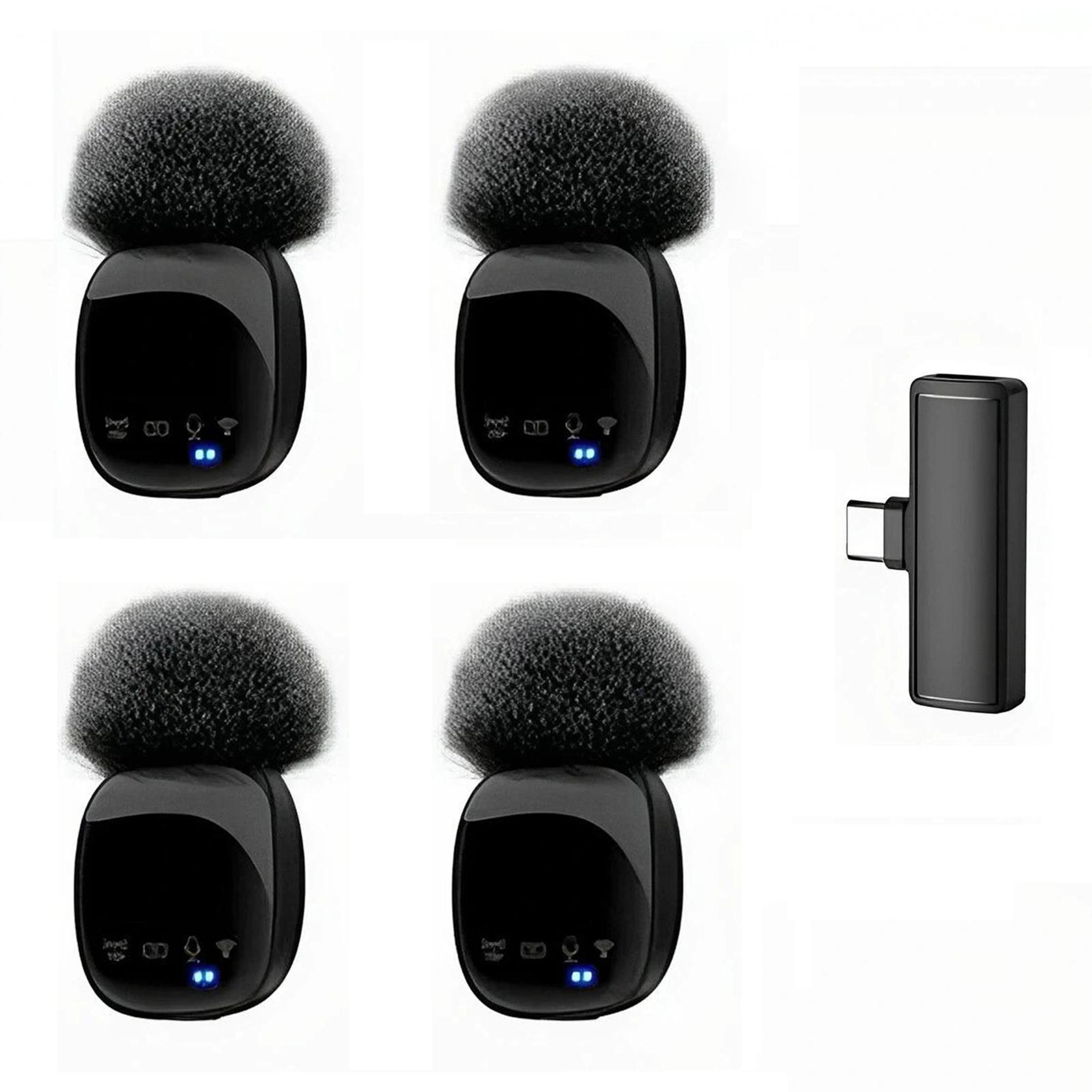 4-in-1 wireless lavalier microphone system with noise cancellation for iphone and android