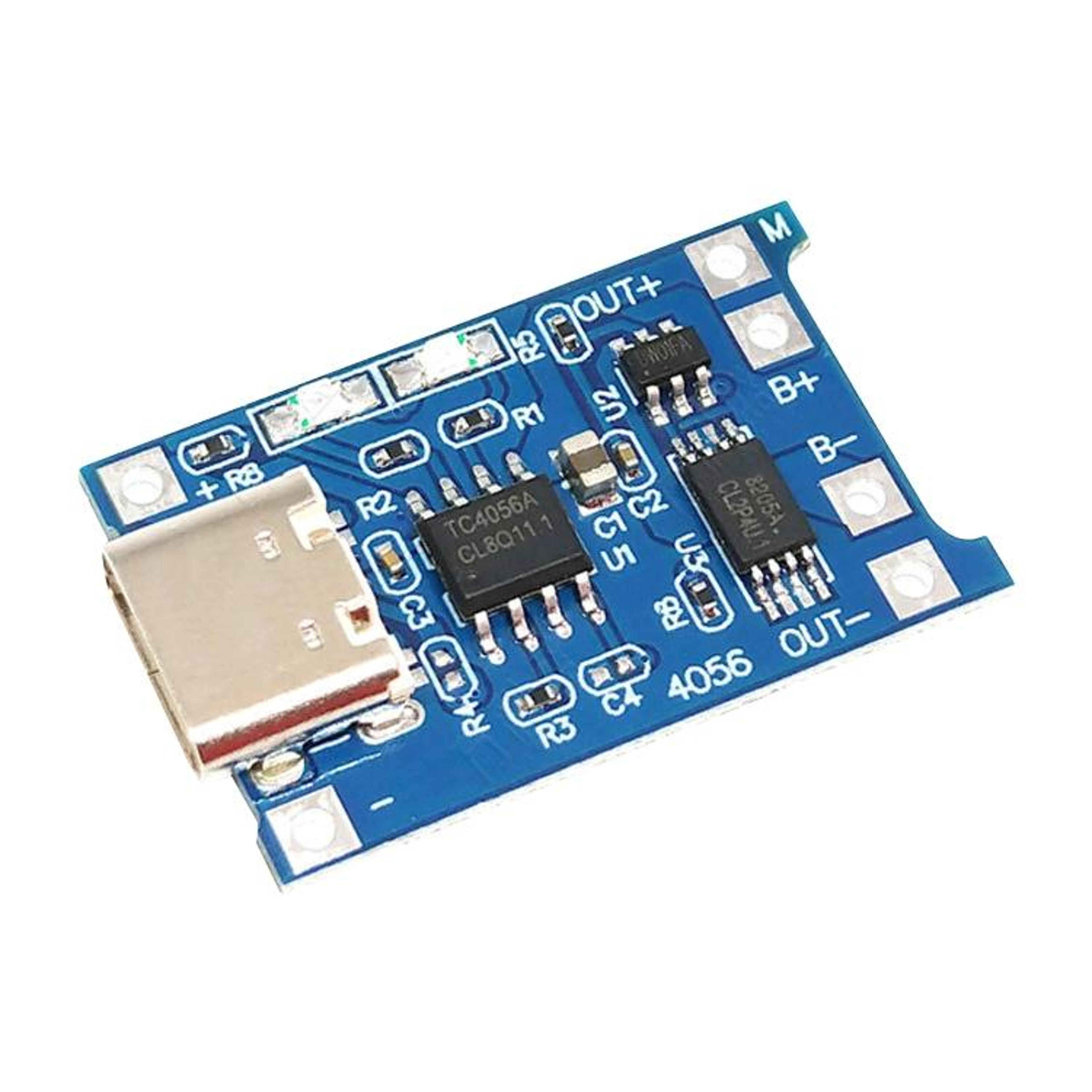 usb-c lithium battery charger module 1a with protection for 3.7v li-ion and 18650 batteries