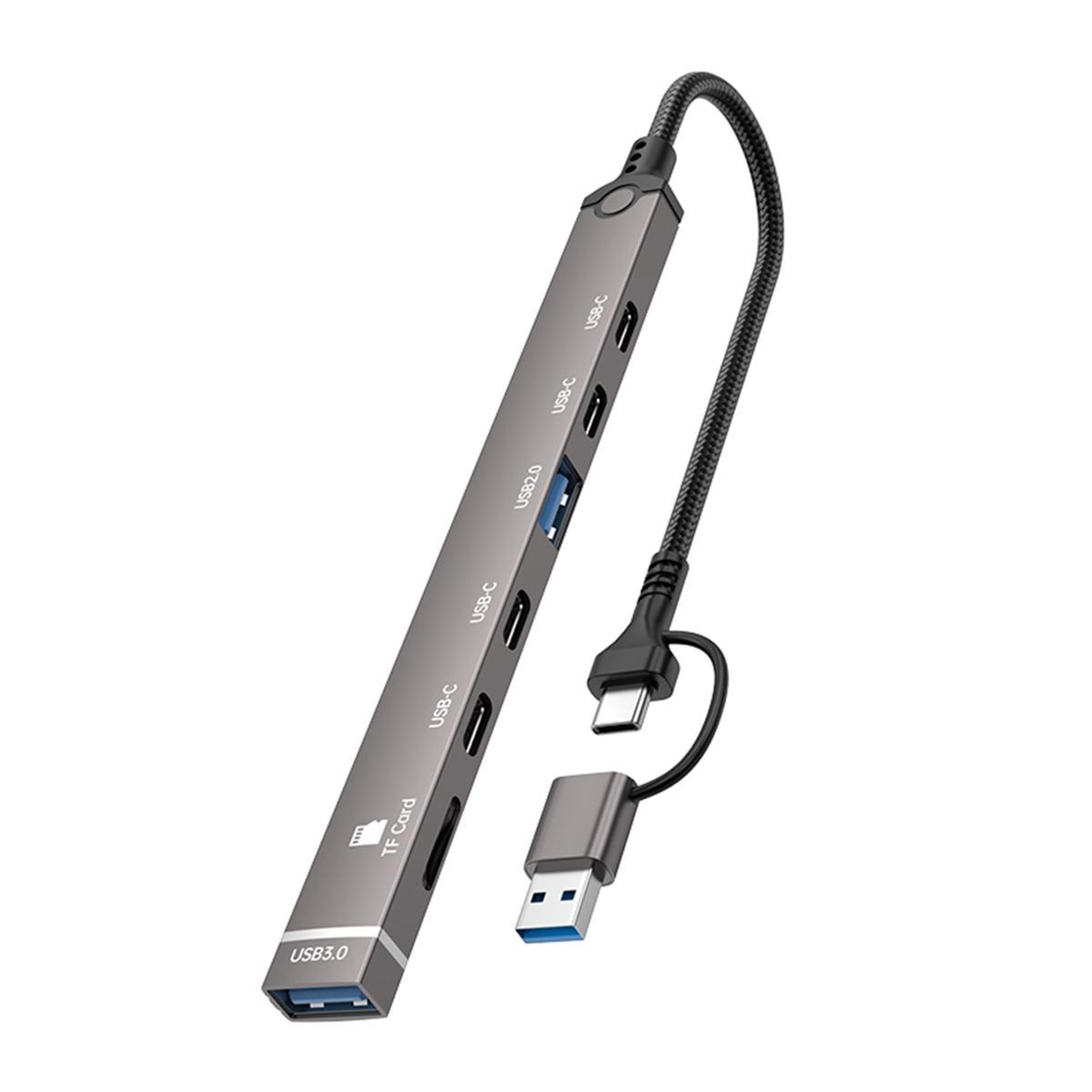 7-port usb-c hub with tf card reader and usb-a dual input