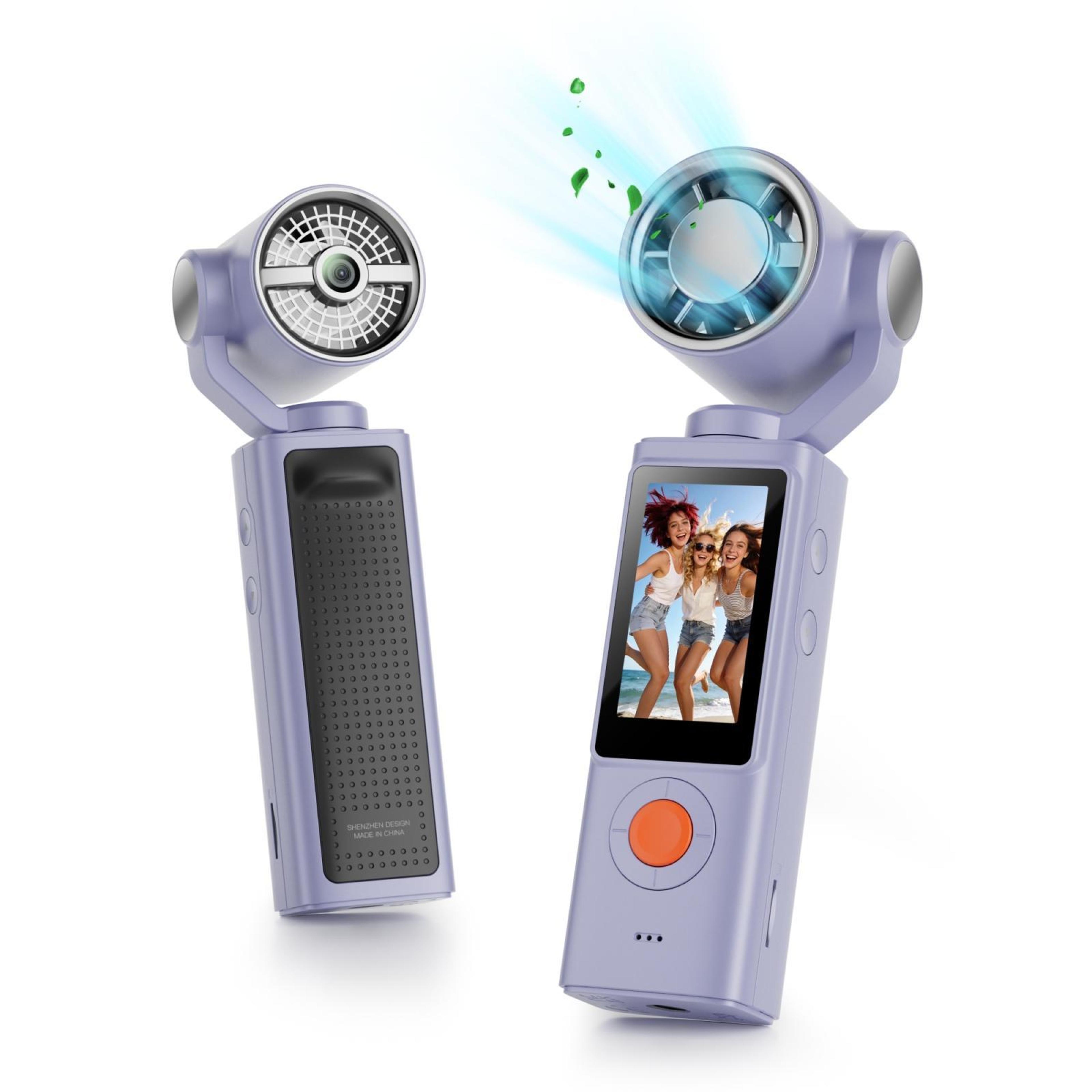 1080p vlog camera with portable cooling fan and 1.97-inch ips screen