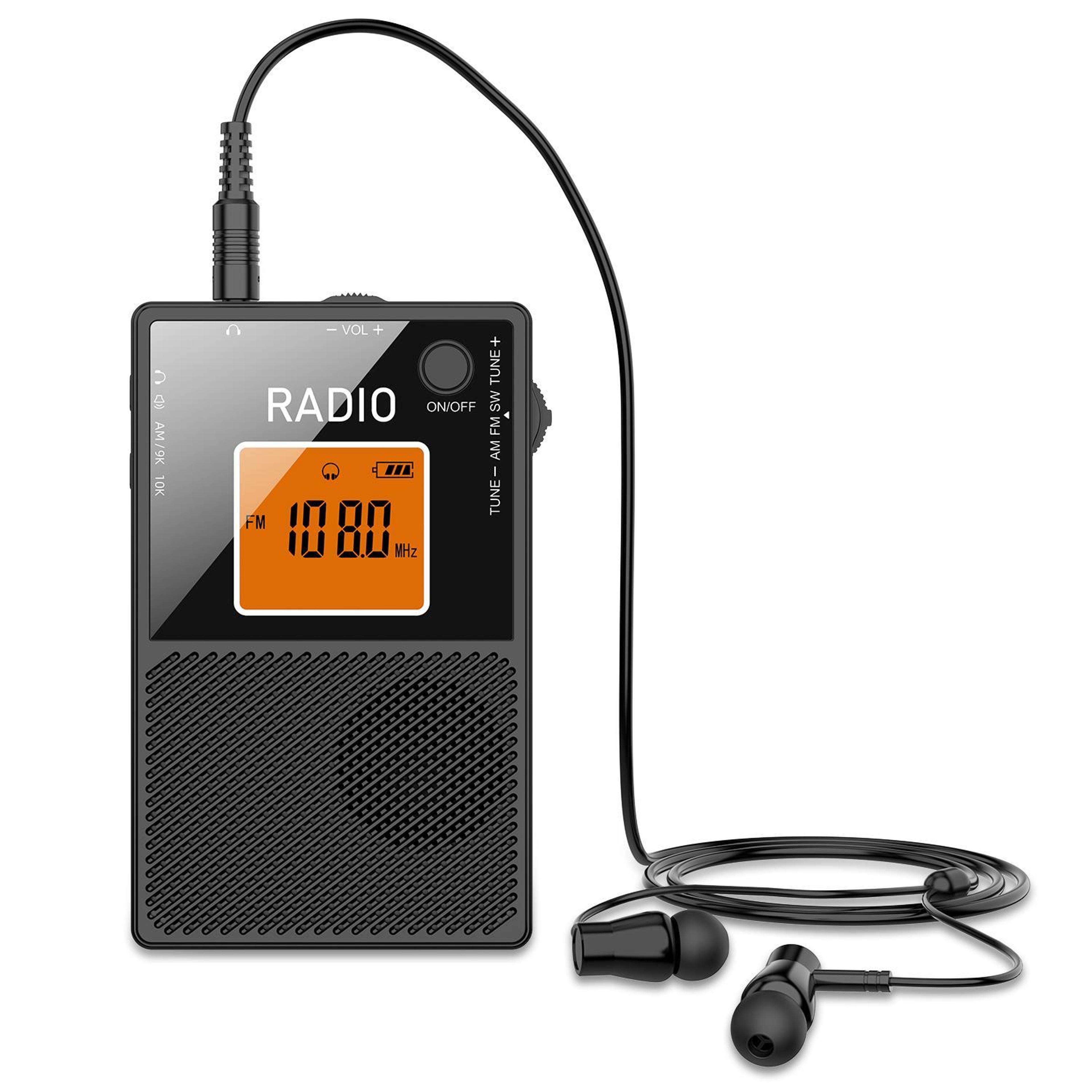 portable am fm sw radio with usb-c rechargeable battery and lcd display