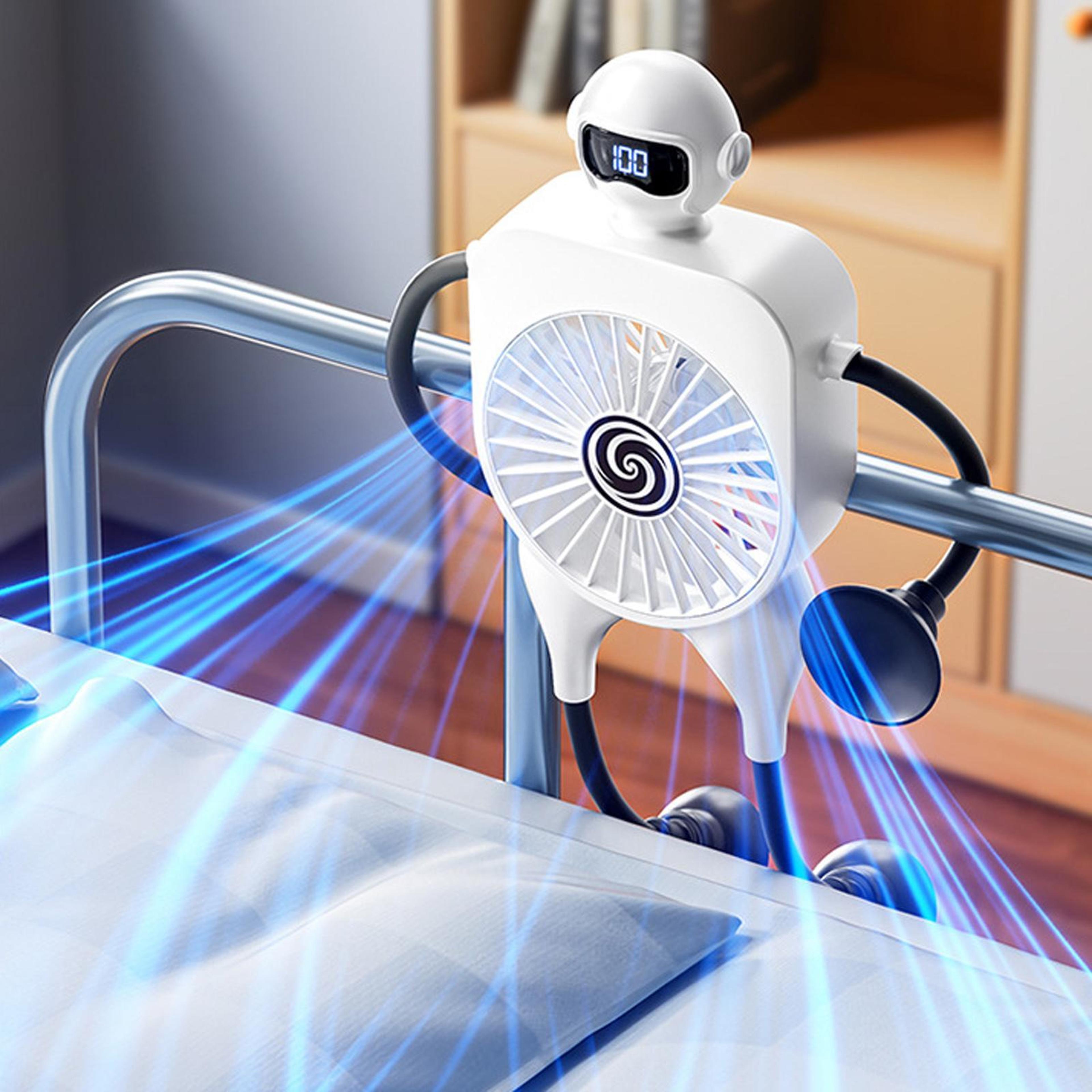 smart suction cup portable desk fan with digital display, 100-speed control and usb-c charging