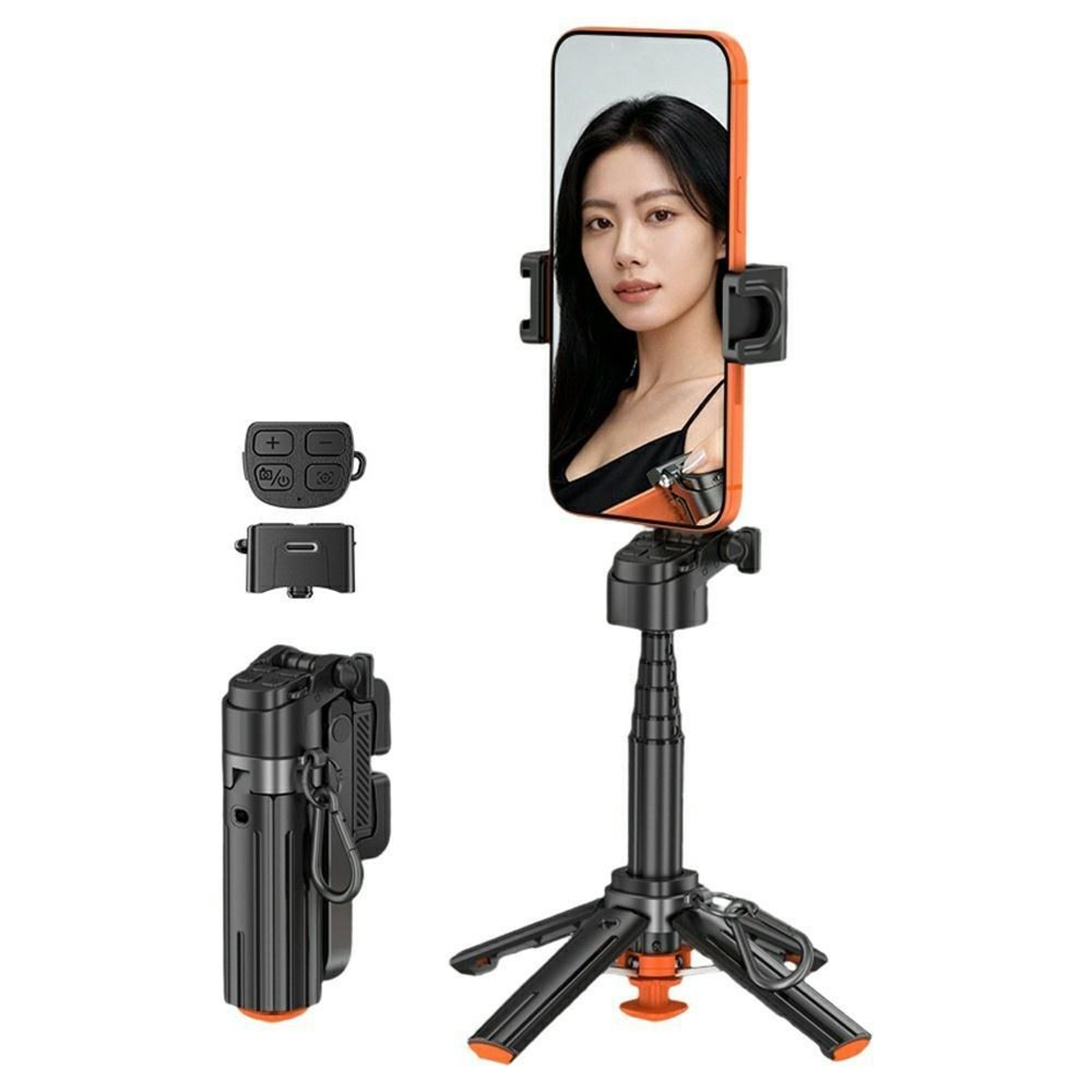 auto open bluetooth selfie stick with extendable phone tripod and remote
