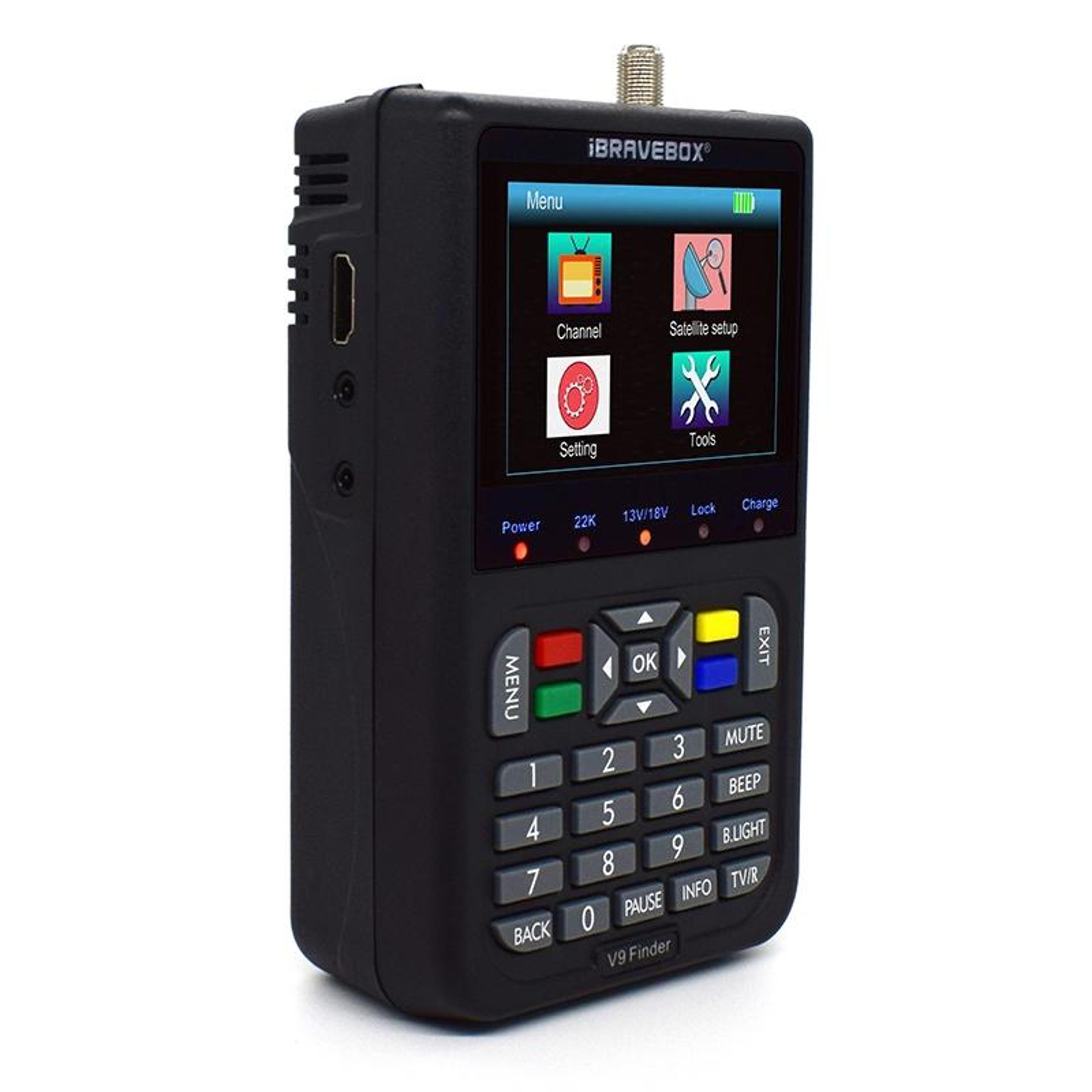 v9 digital satellite signal finder with 3.5-inch lcd, dvb-s2 h.265 and 1080p hdmi
