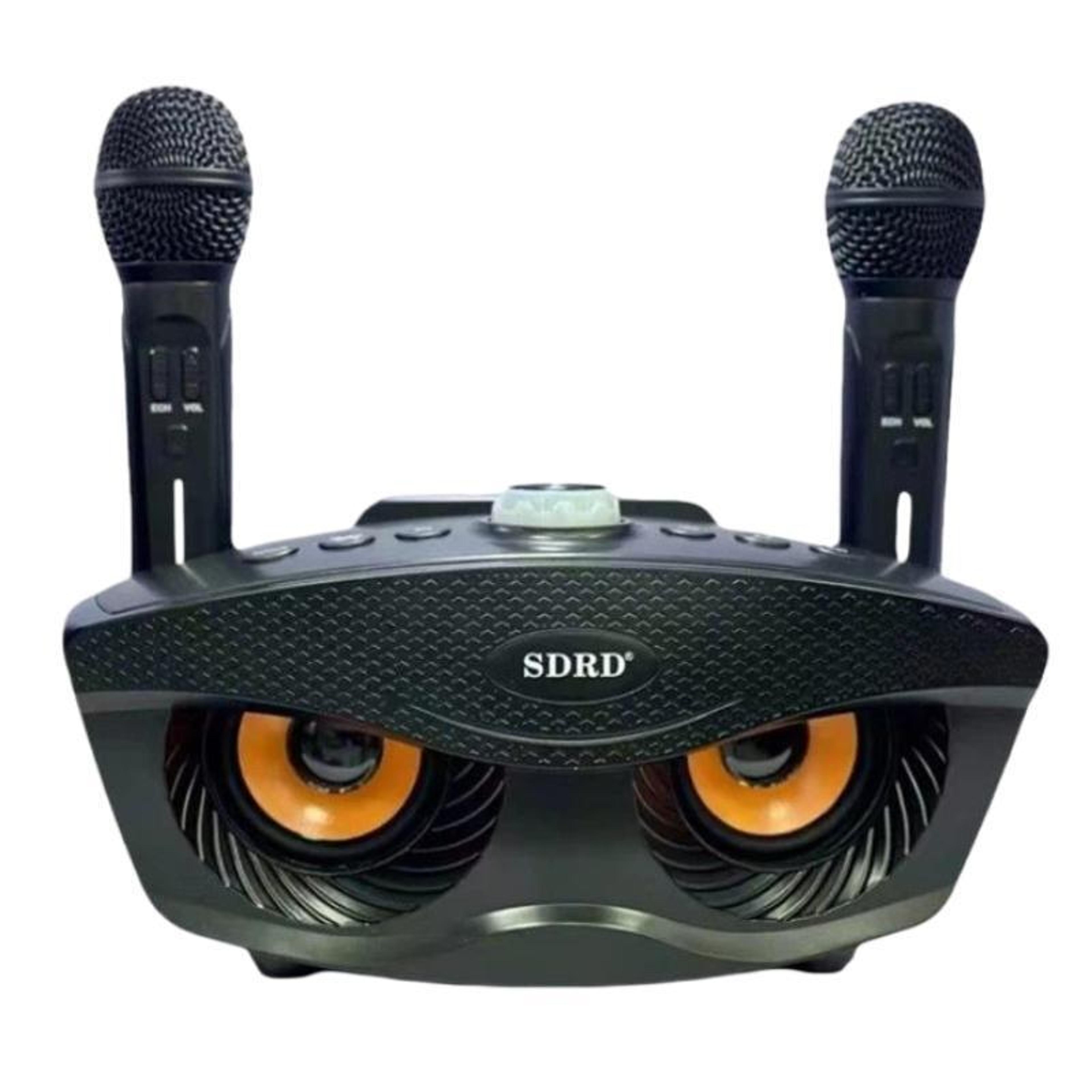 portable karaoke machine with dual wireless microphones and bluetooth speaker