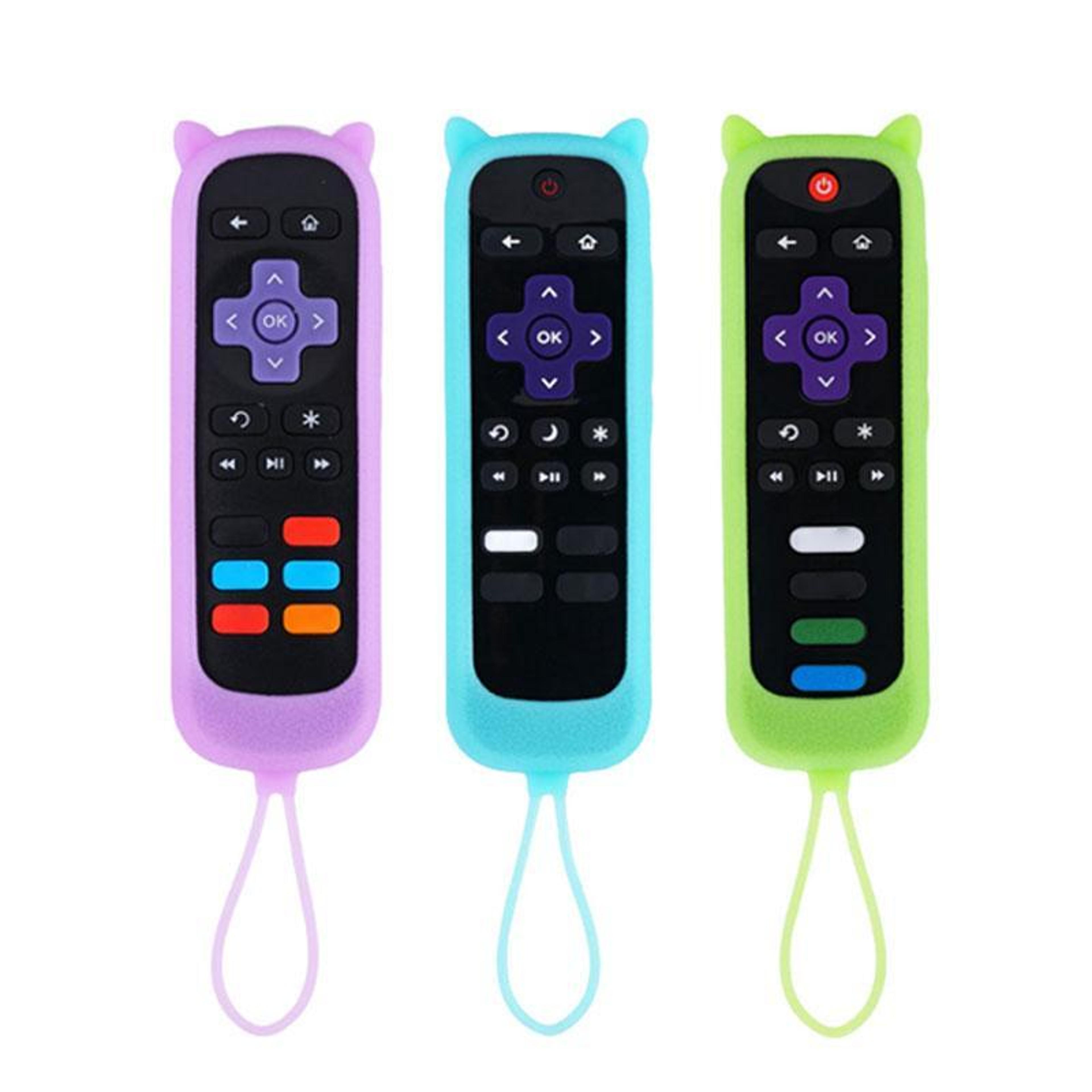 3pcs tcl roku remote cover cute cat ear silicone remote case with mini straps