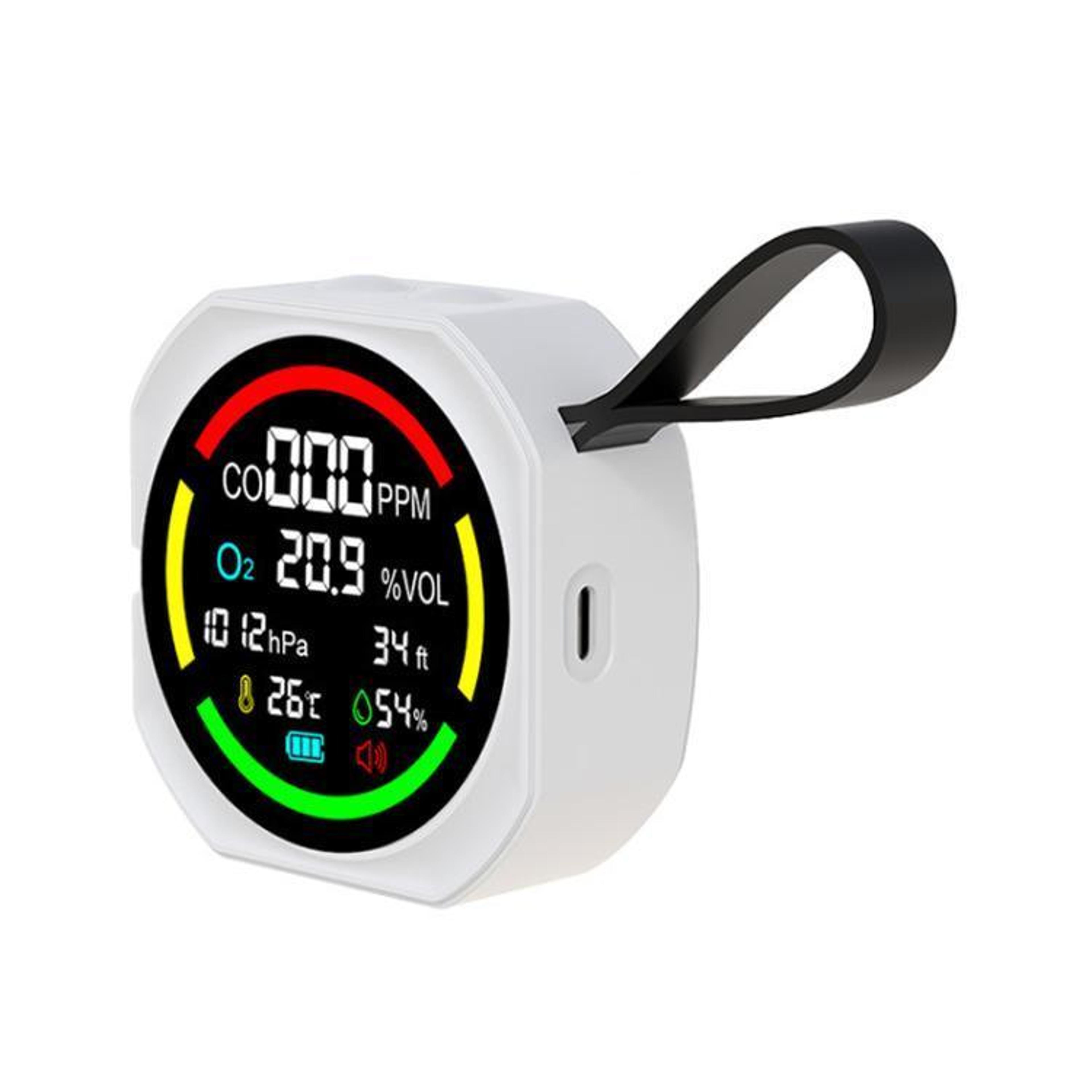 portable air quality monitor with carbon monoxide detector and oxygen meter