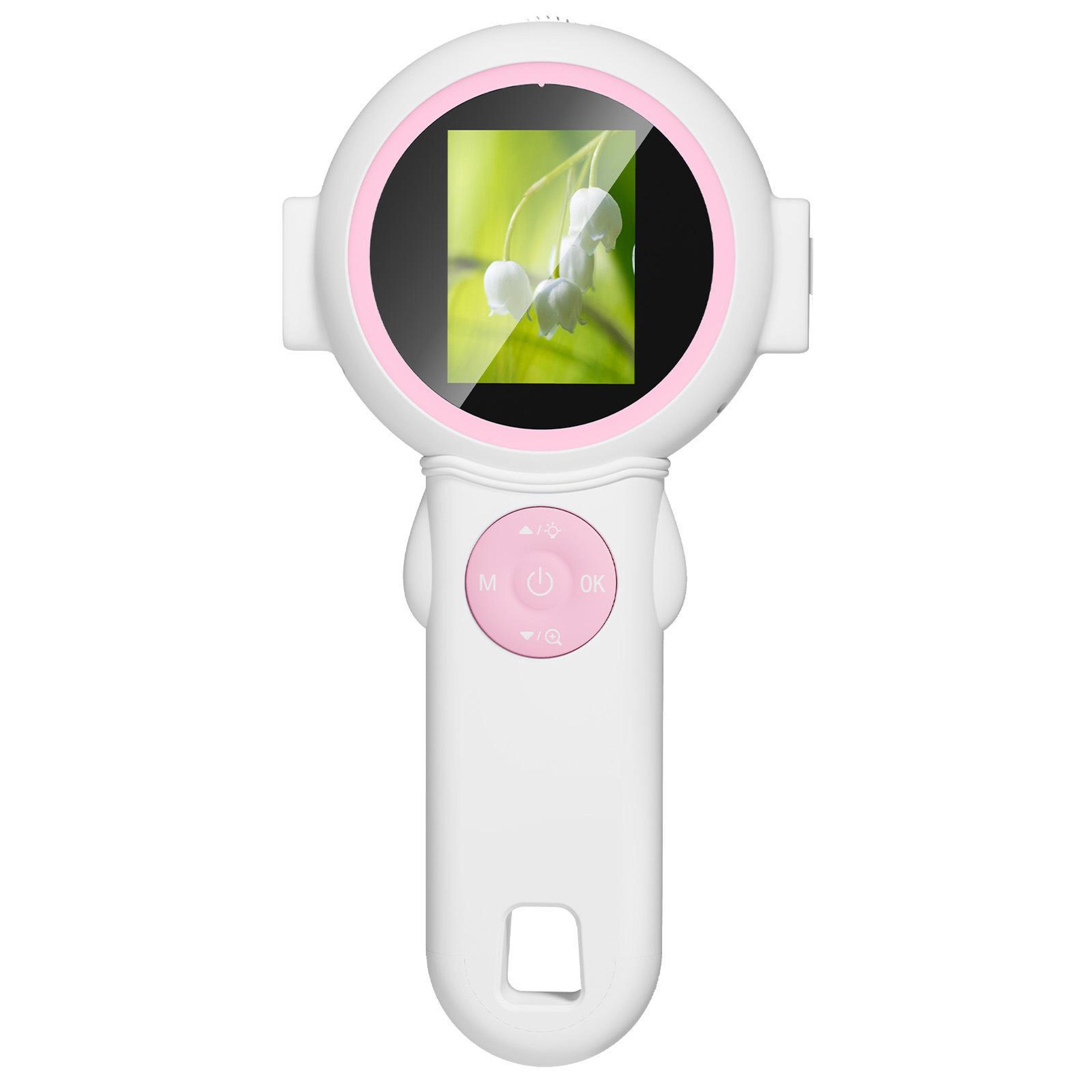 kids digital handheld microscope with 2-inch screen, adjustable led lights & photo video capture