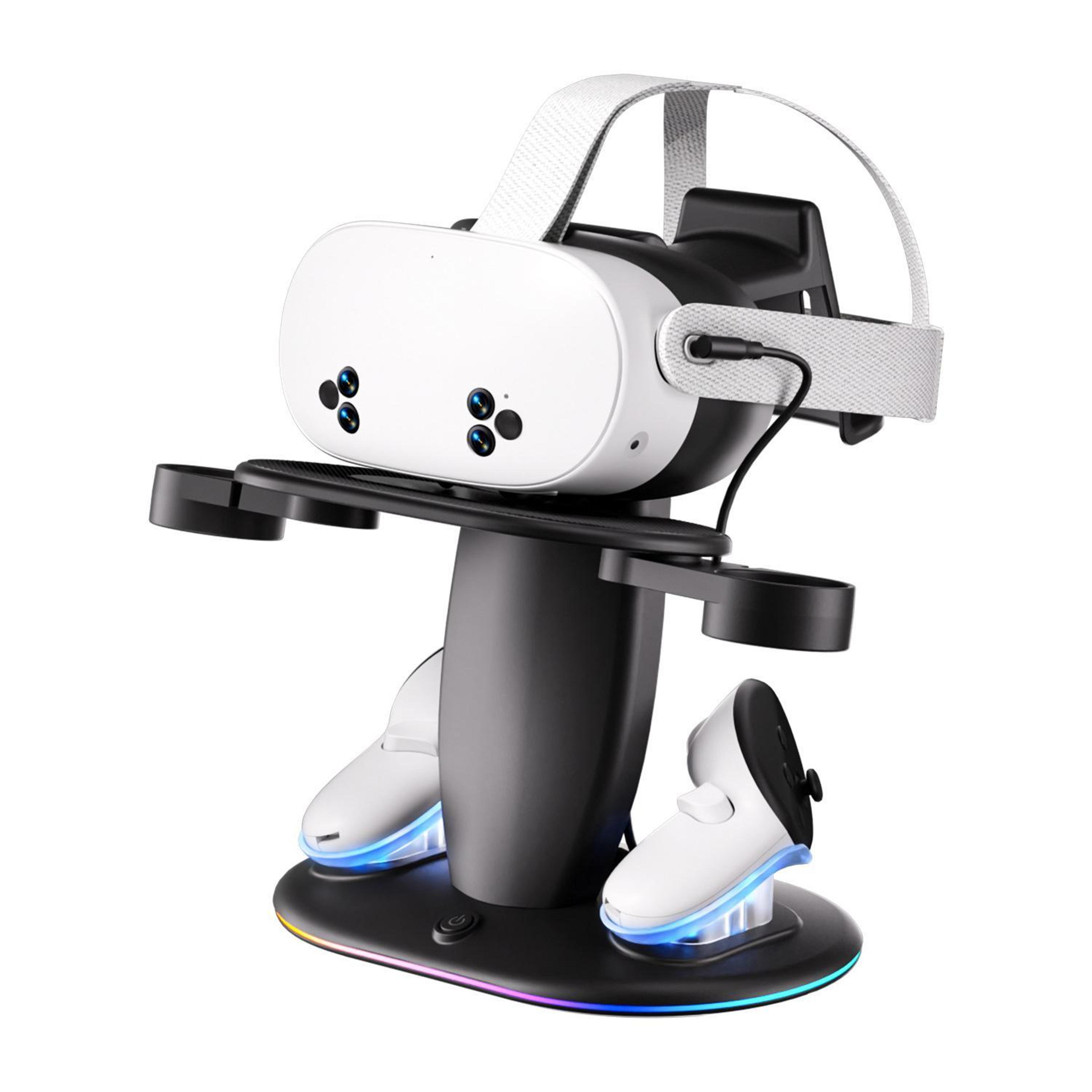meta quest charging stand with rgb lighting for quest 3, 3s and 2