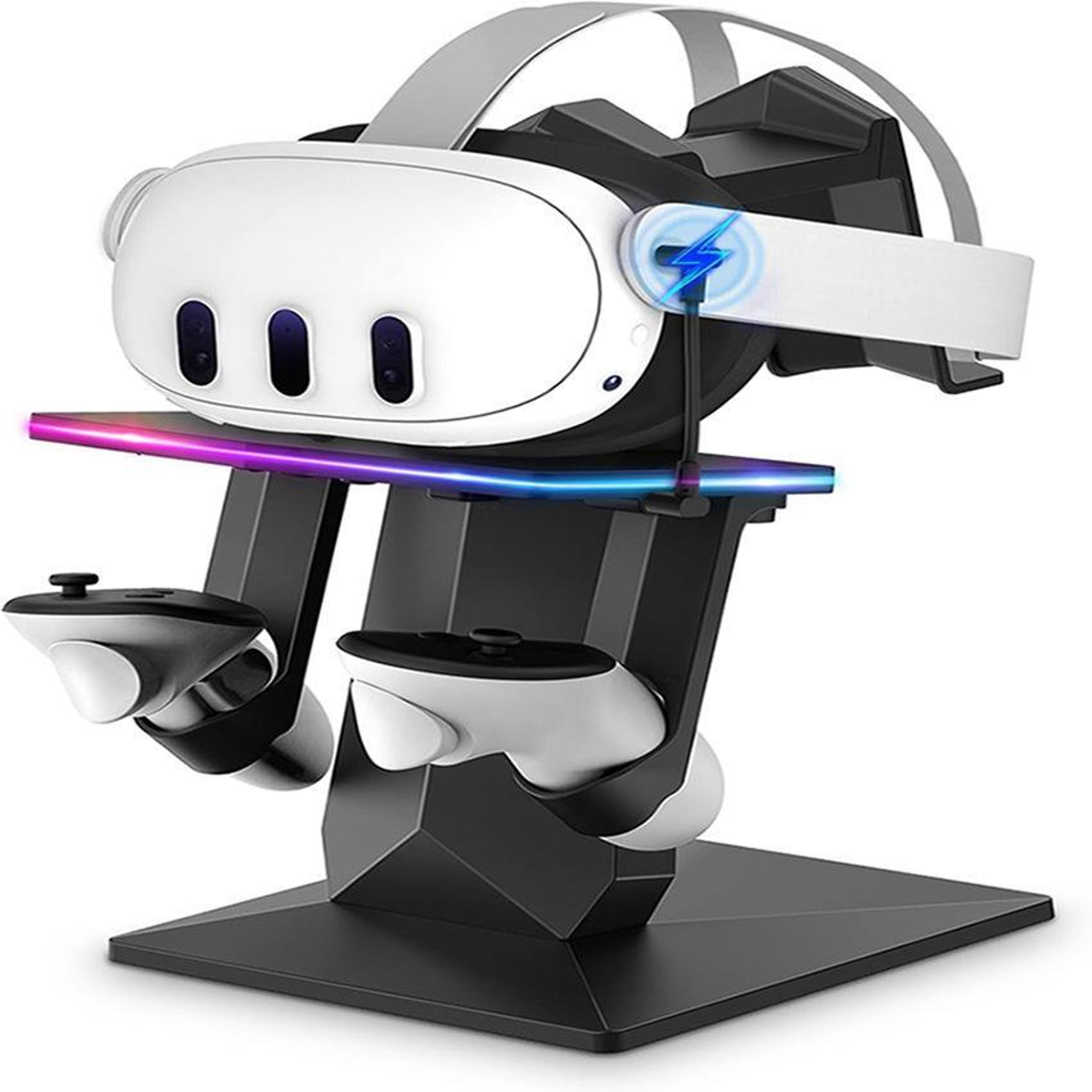 meta quest charging stand with rgb lighting for quest 3, 3s, 2 and pro