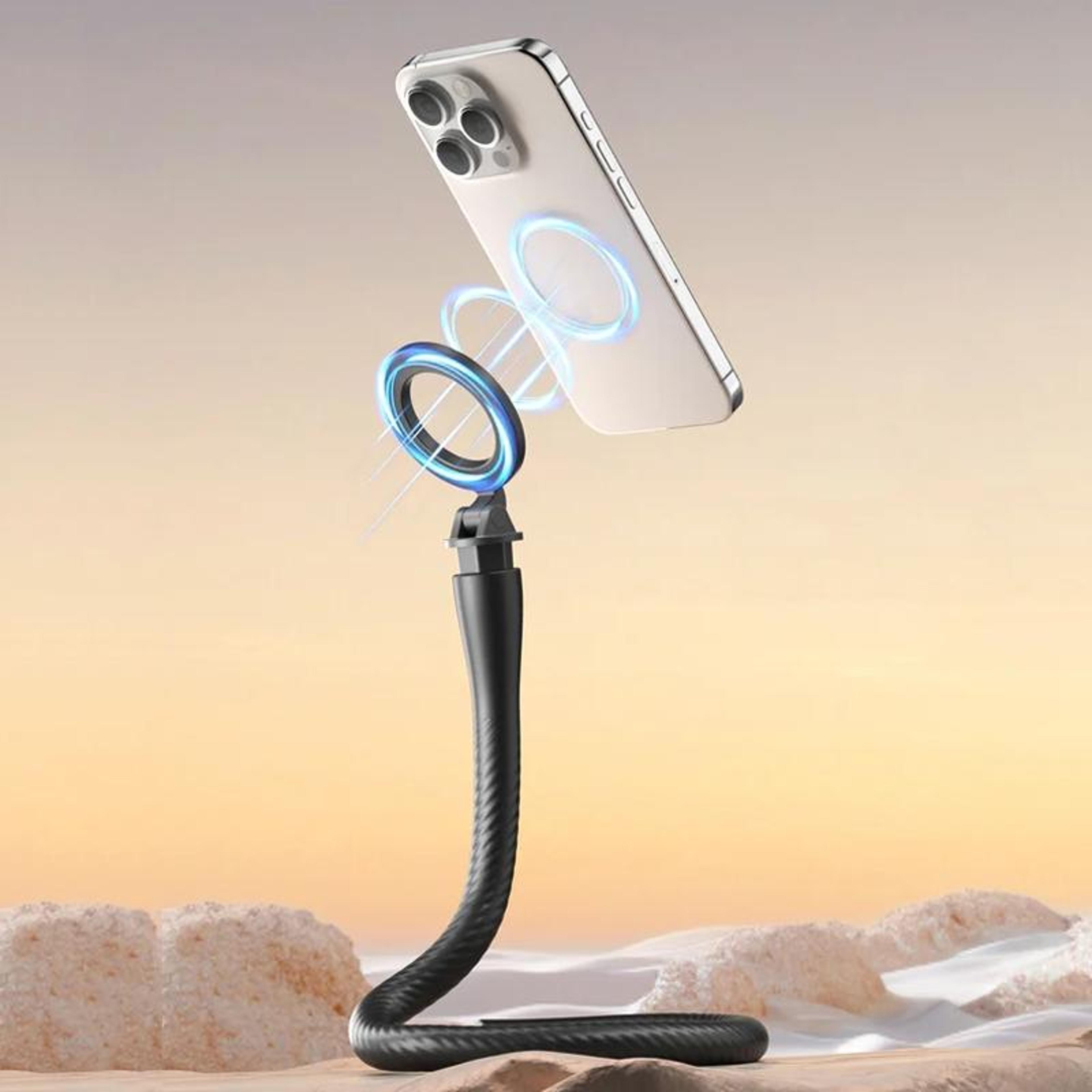 flexible magsafe phone mount with magnetic grip and 1/4 inch camera mount
