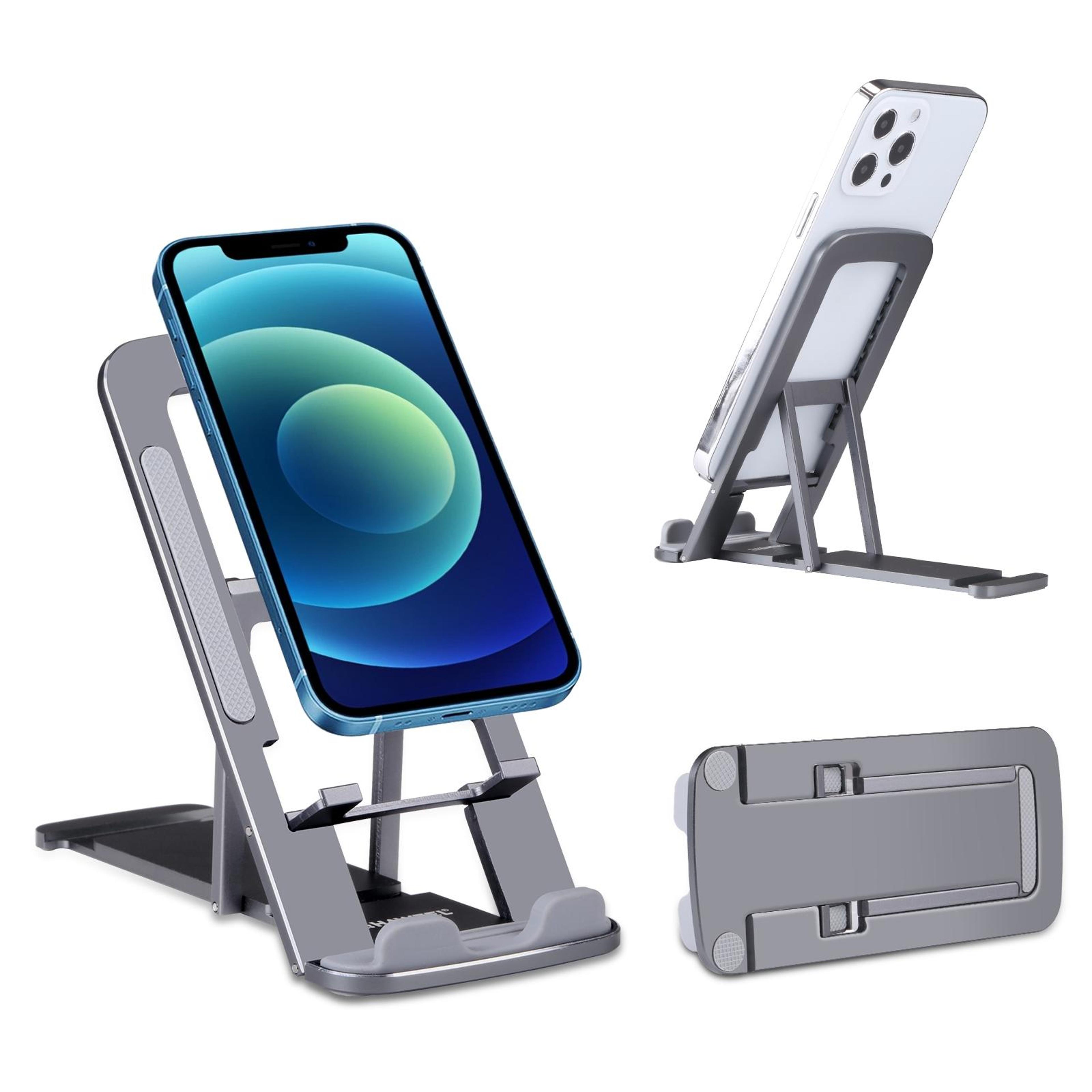 adjustable phone & tablet stand, foldable aluminum desktop holder