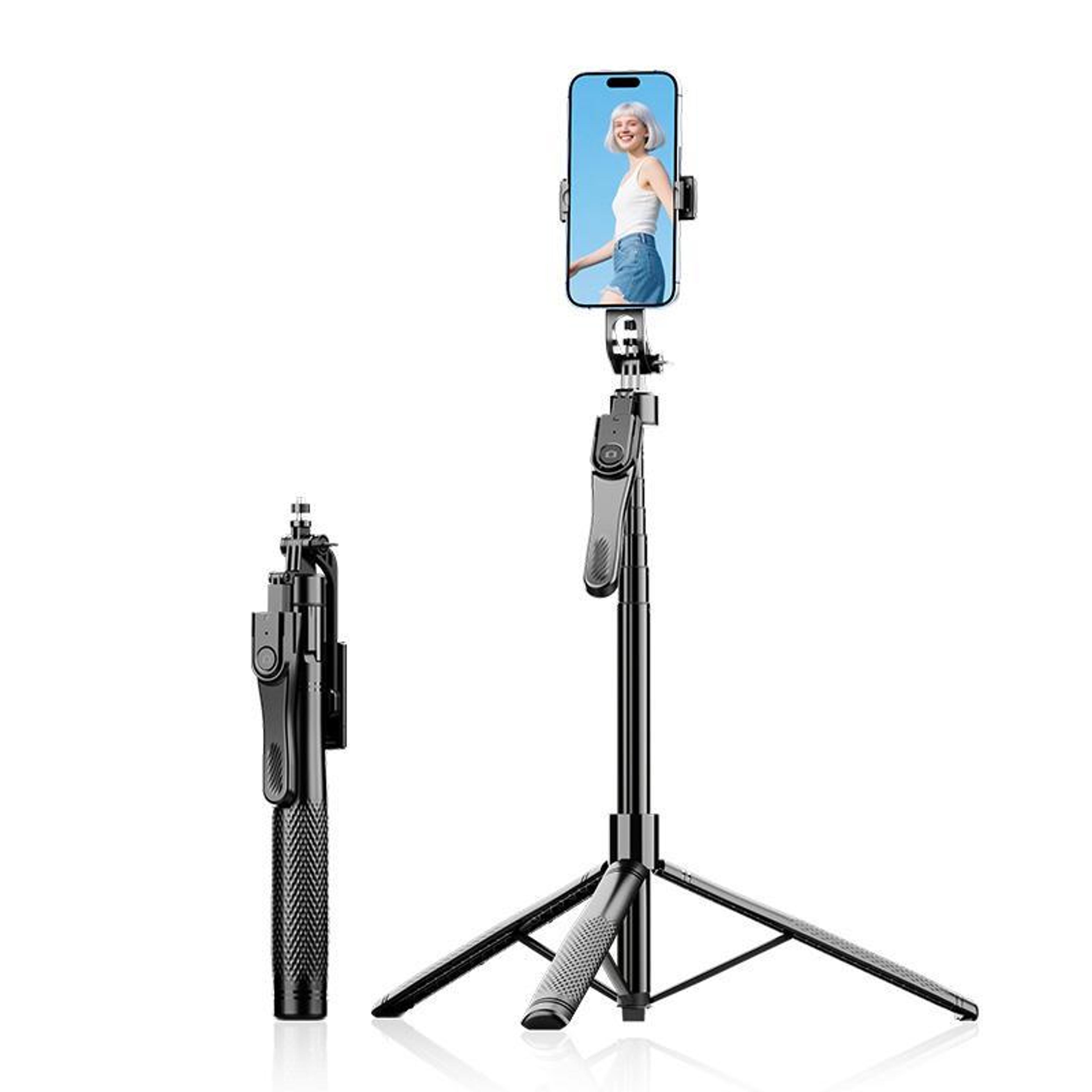 telescopic phone tripod stand with bluetooth selfie stick and 360° rotation