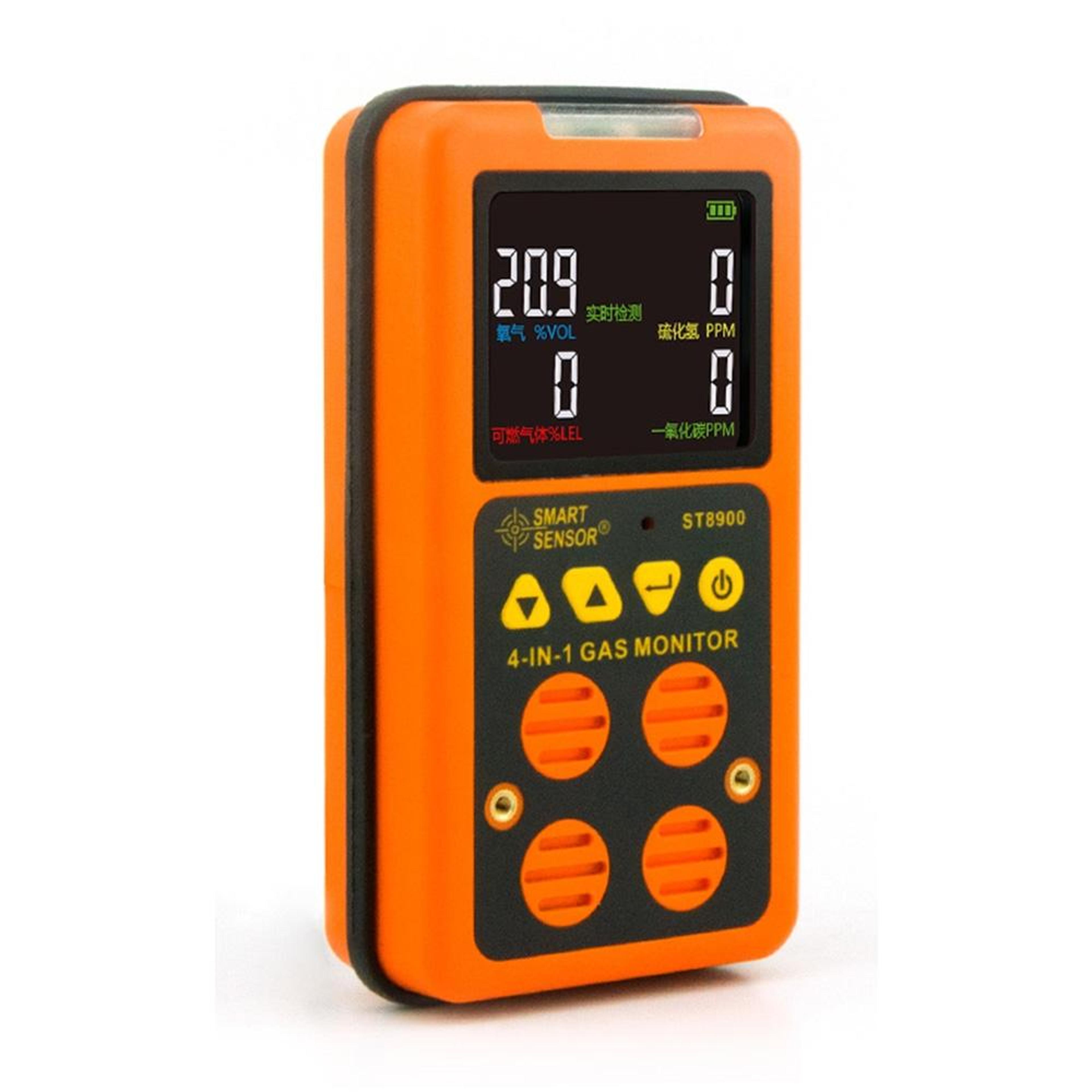 4-in-1 multi gas detector with co h2s o2 lel monitoring & triple alarm