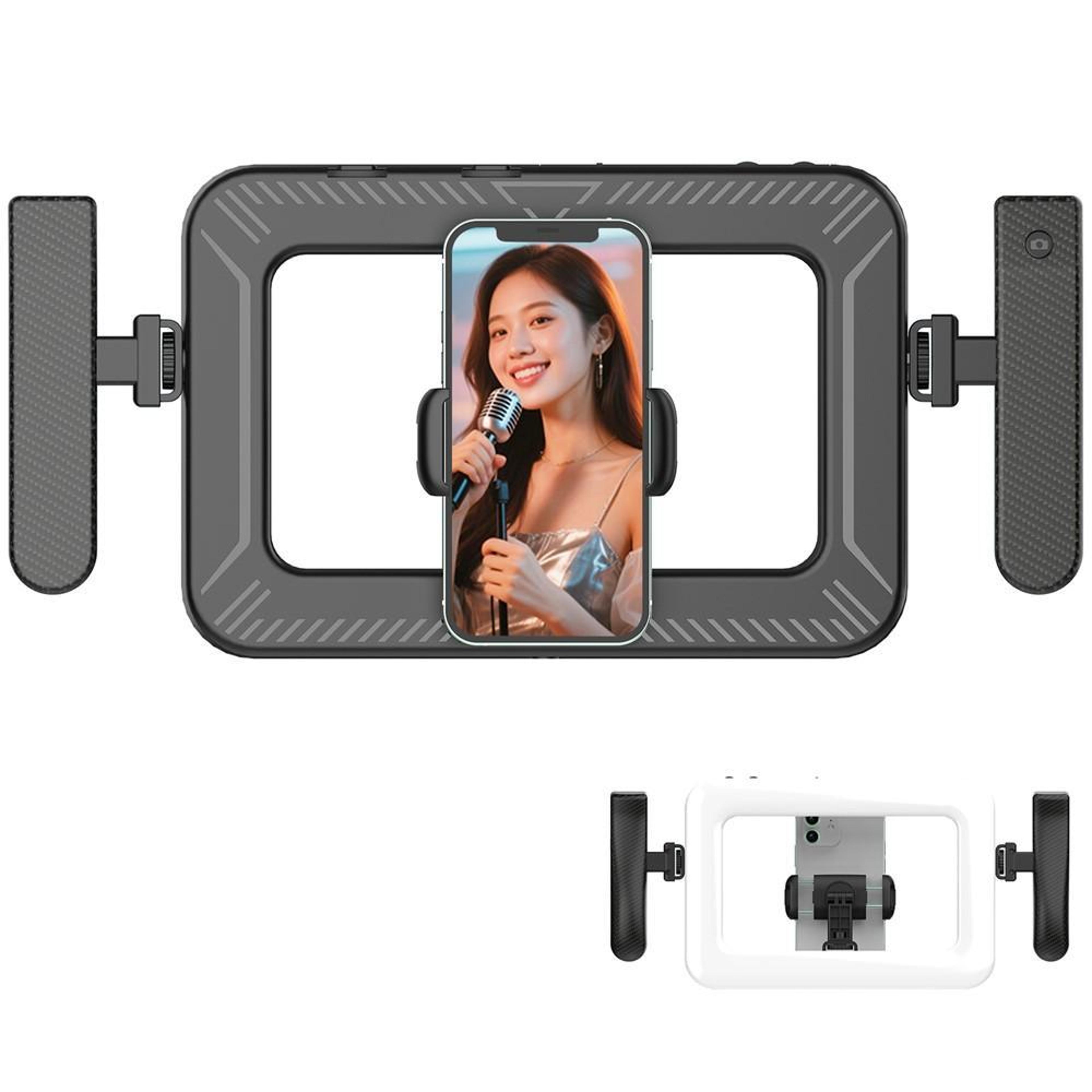 k03 handheld ring light with phone holder and bluetooth remote