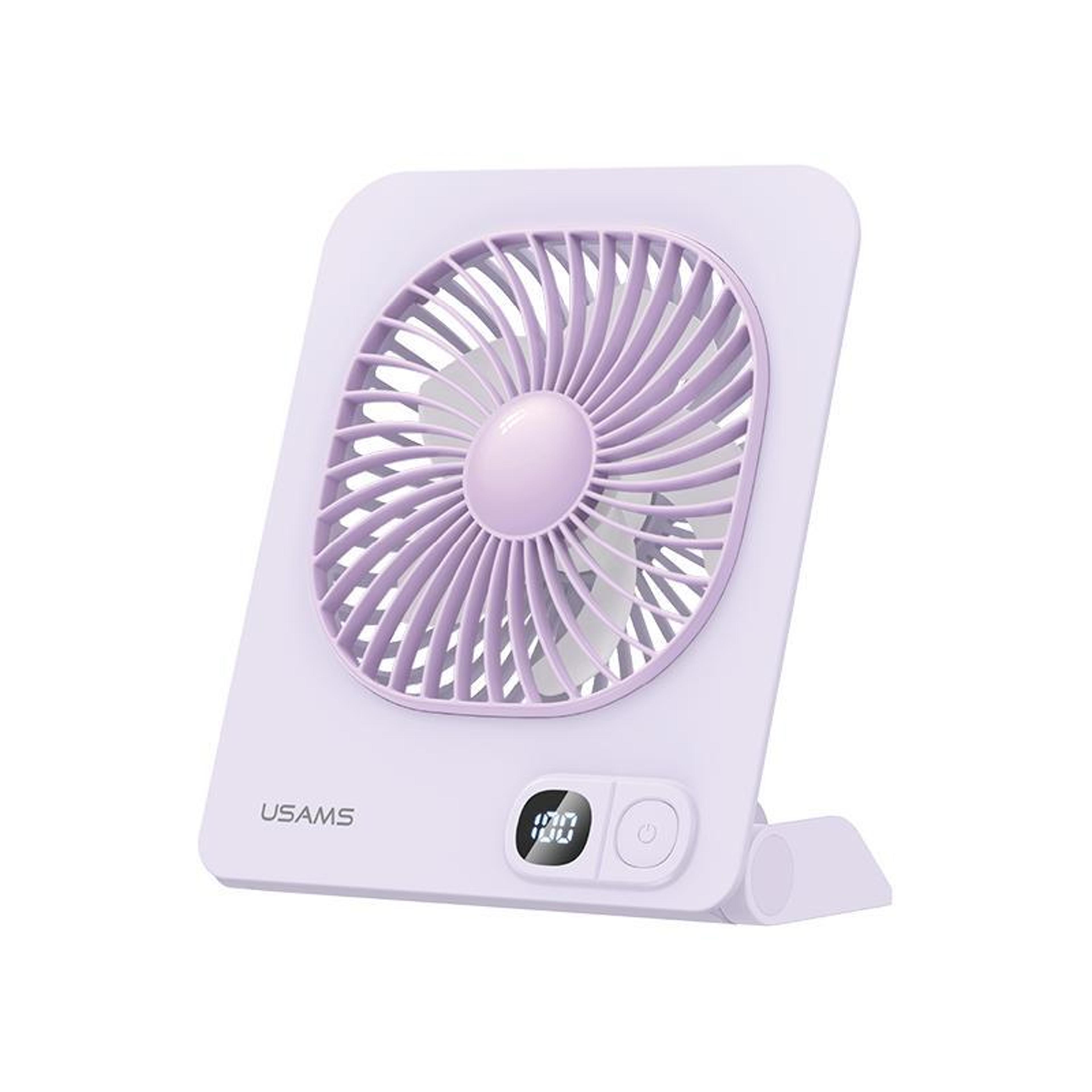 rechargeable desk fan with magnetic mount, digital display and 3 speeds