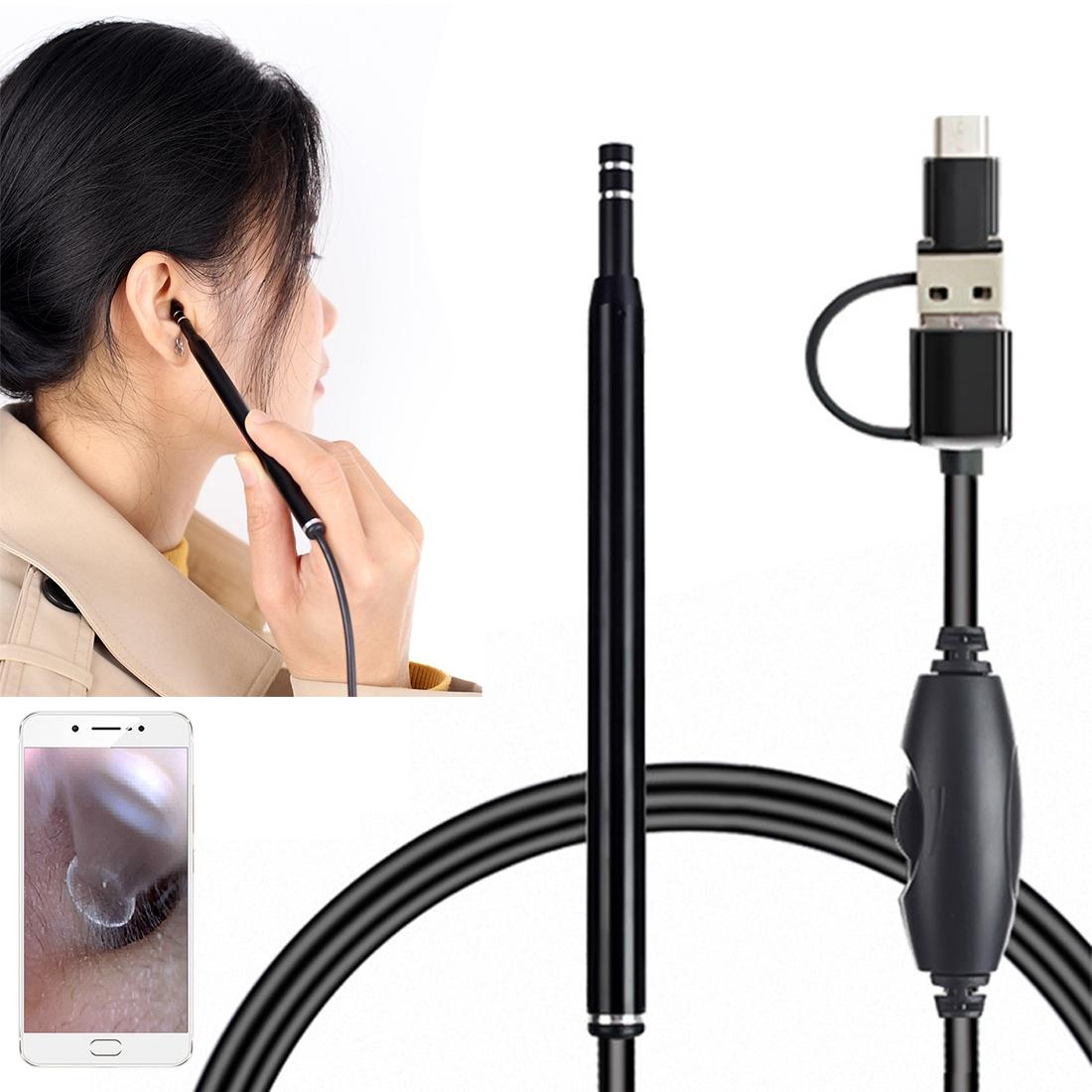 home otoscope ear camera with adjustable led lights and type-c support