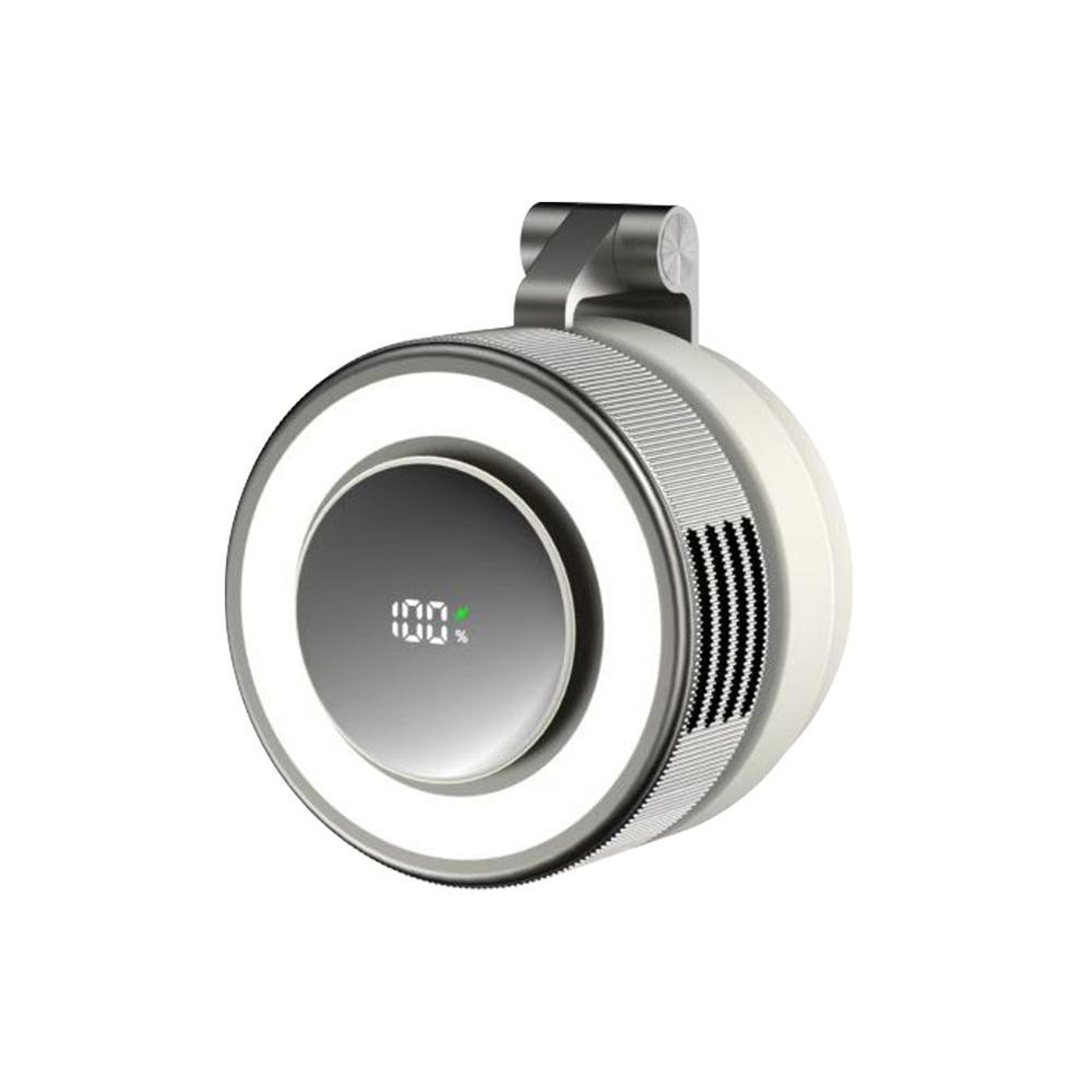 5-speed rechargeable magnetic mini fan with clip-on mount and led light