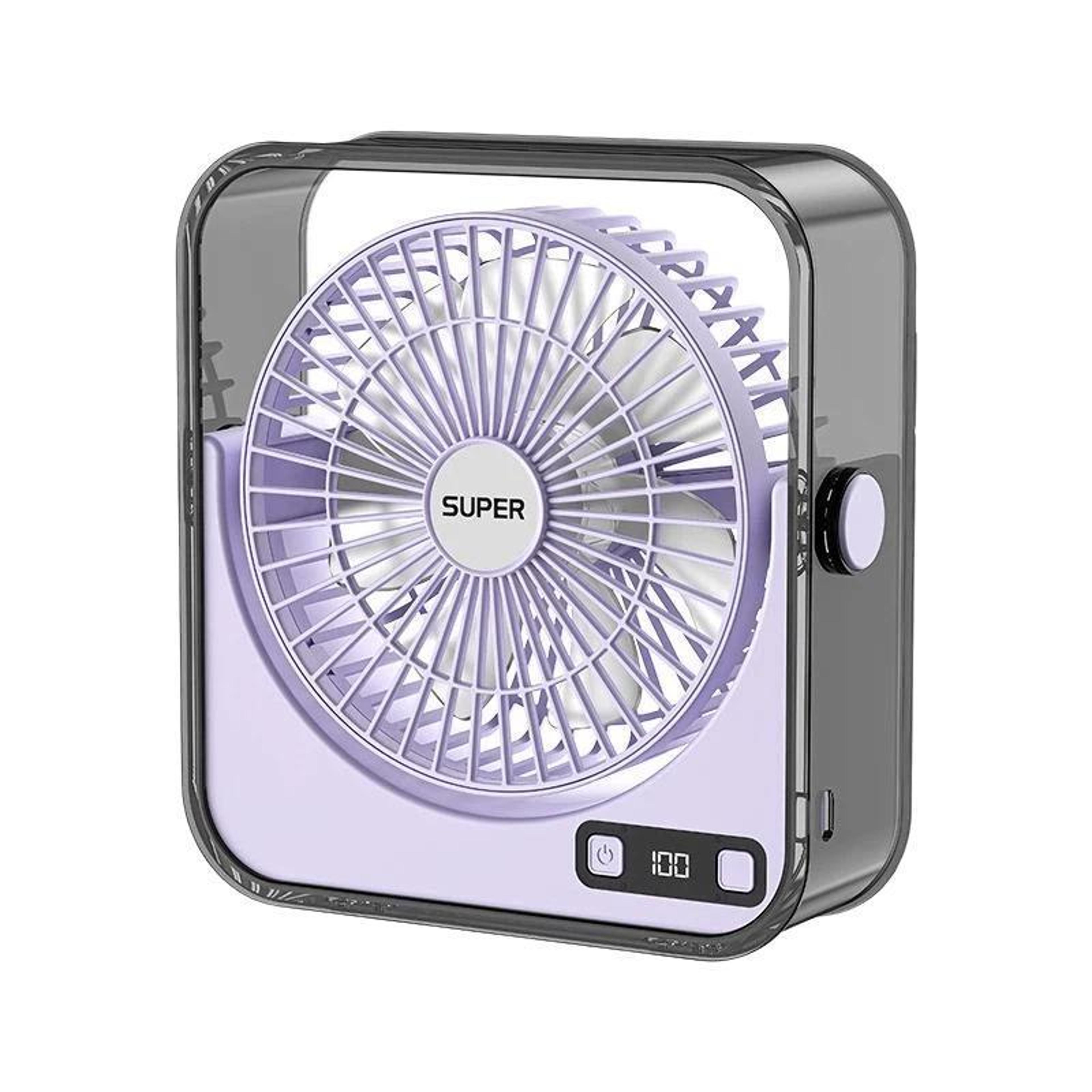 quiet desk fan with 100-speed control, digital display and night light