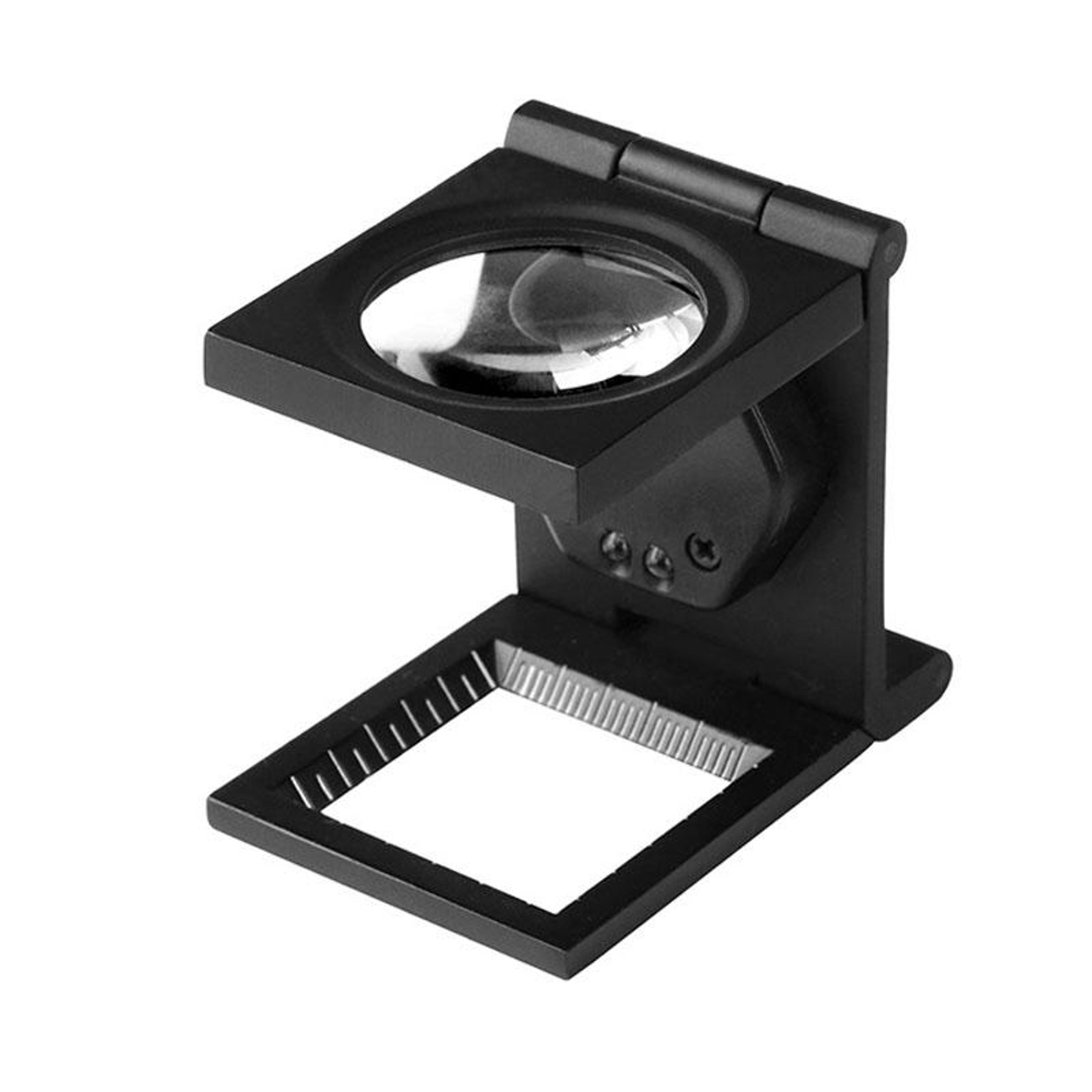 10x led folding magnifier with optical glass lens and measuring scale