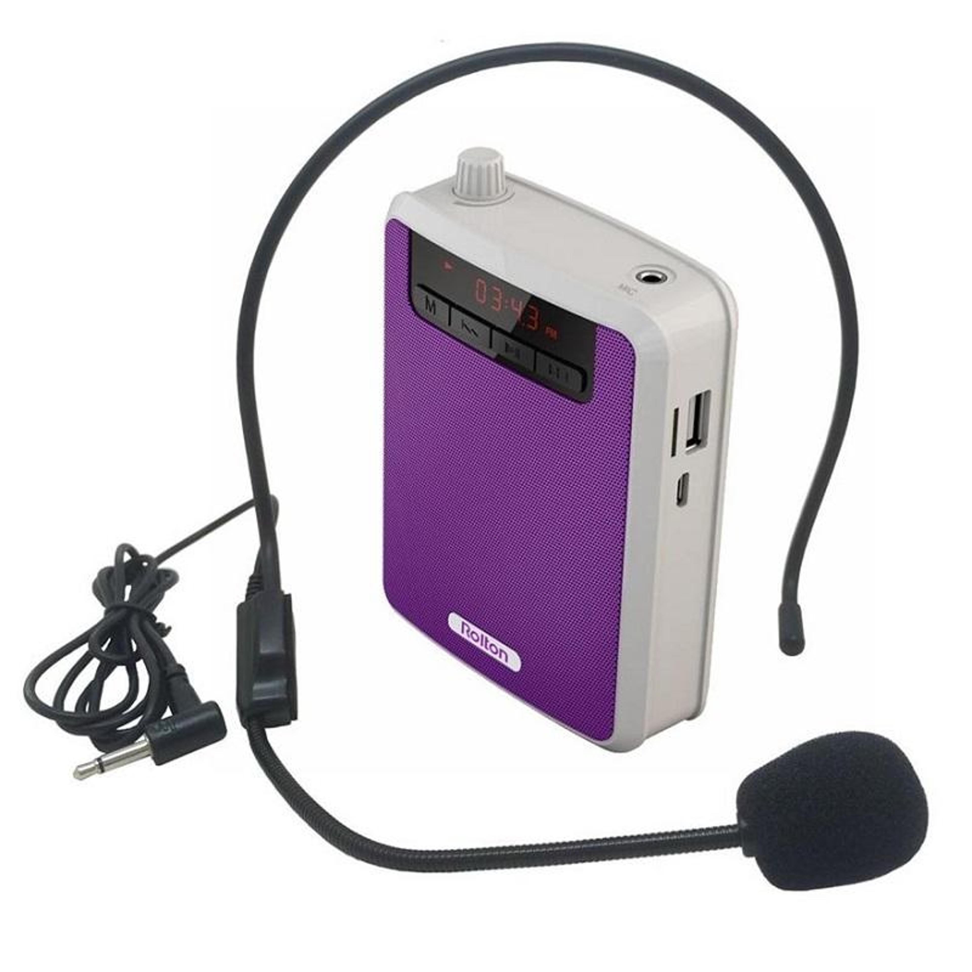 k300 portable voice amplifier with headset microphone, fm radio and mp3 player