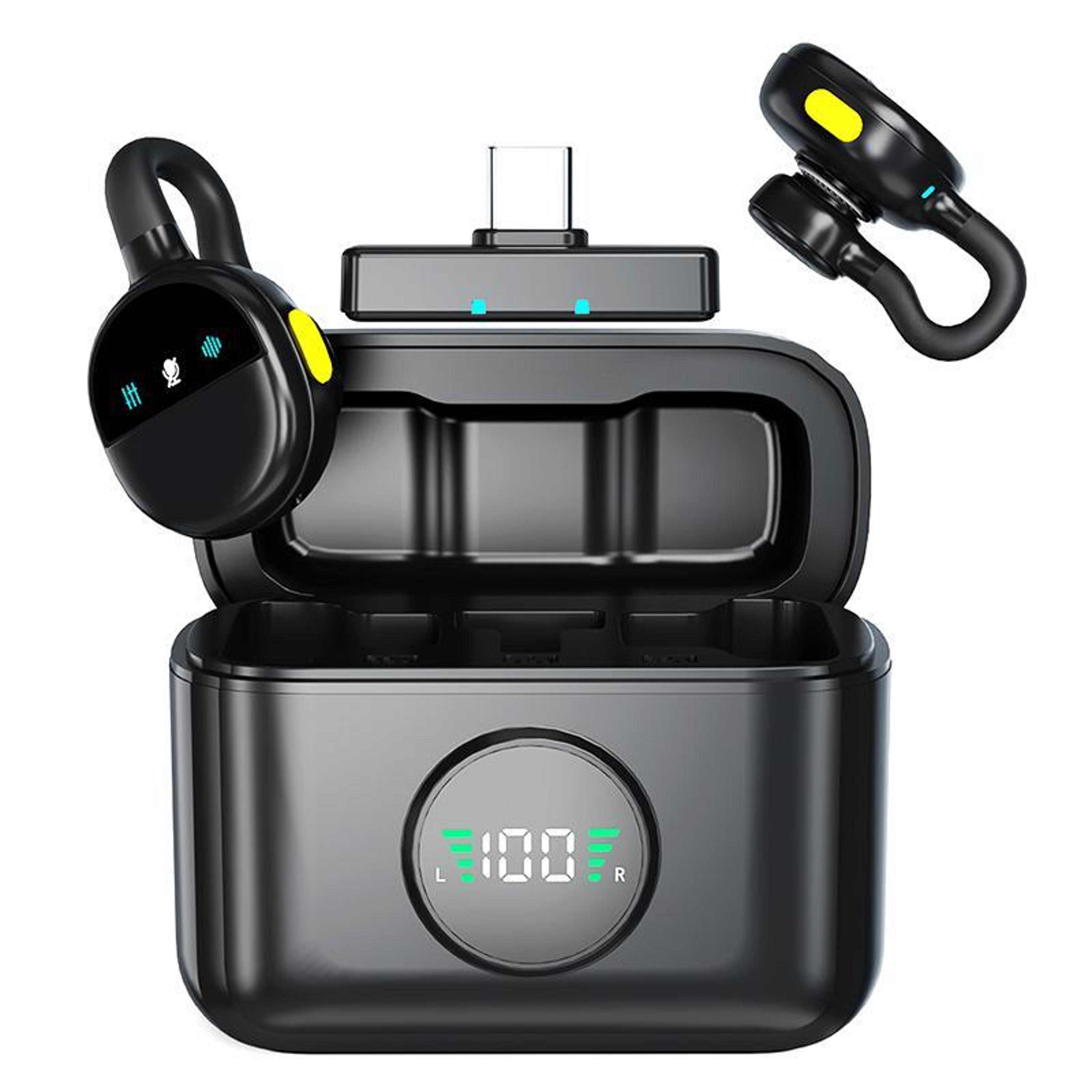 2-in-1 wireless lavalier microphone with noise cancellation and type-c receiver