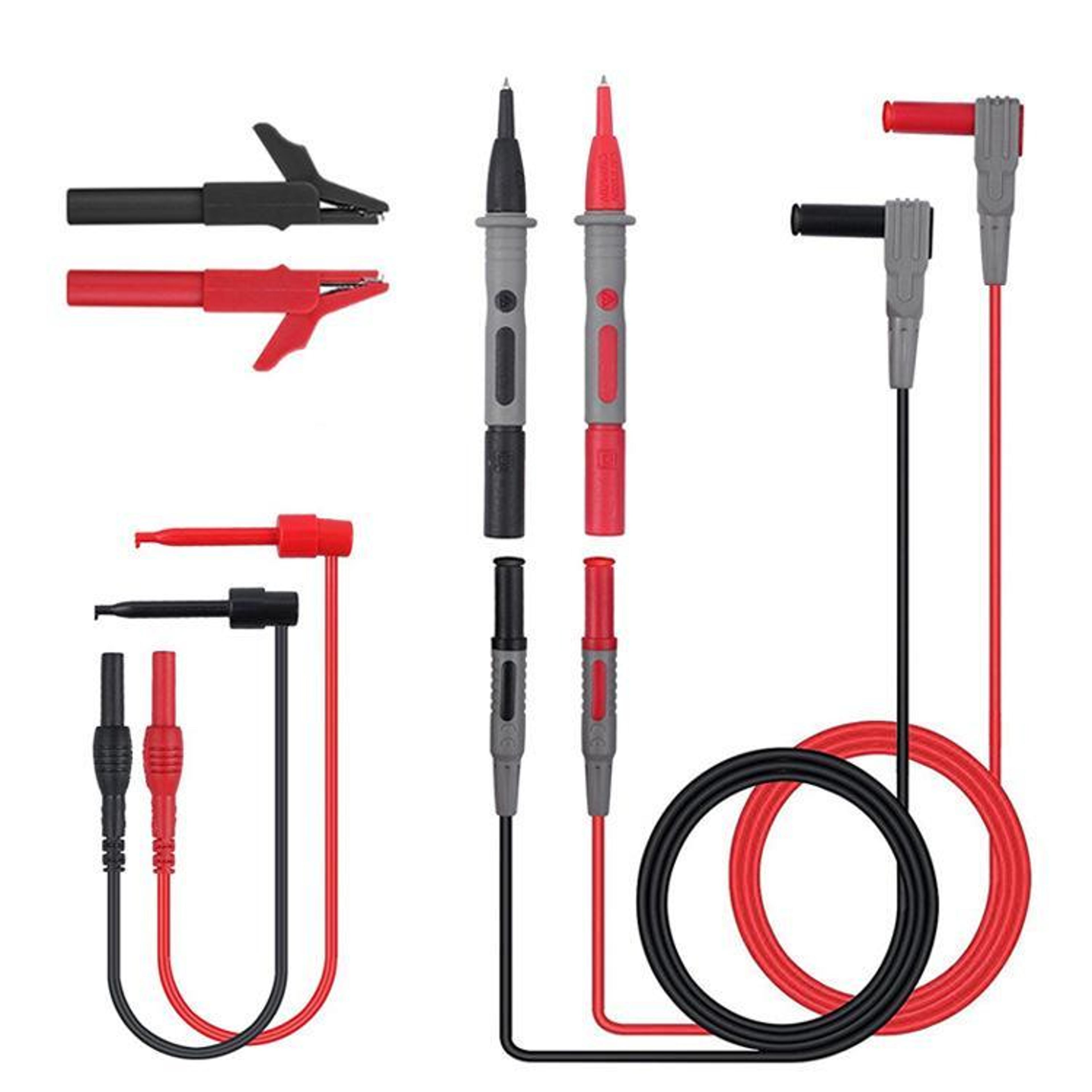 multimeter test lead set with 4mm banana plug, alligator clips and piercing probes