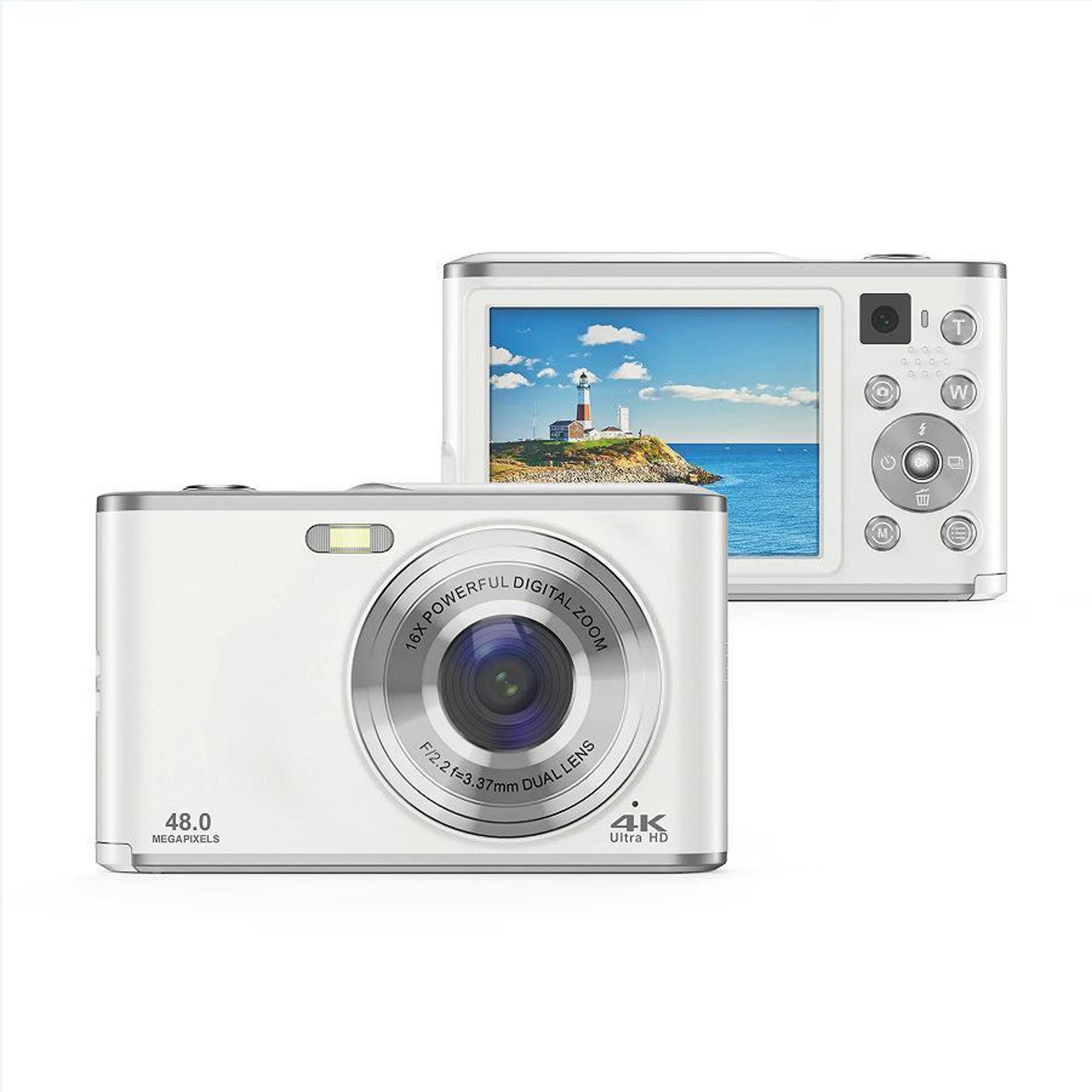 4k digital camera with dual lens, autofocus and 16x zoom for selfies, travel and beginners