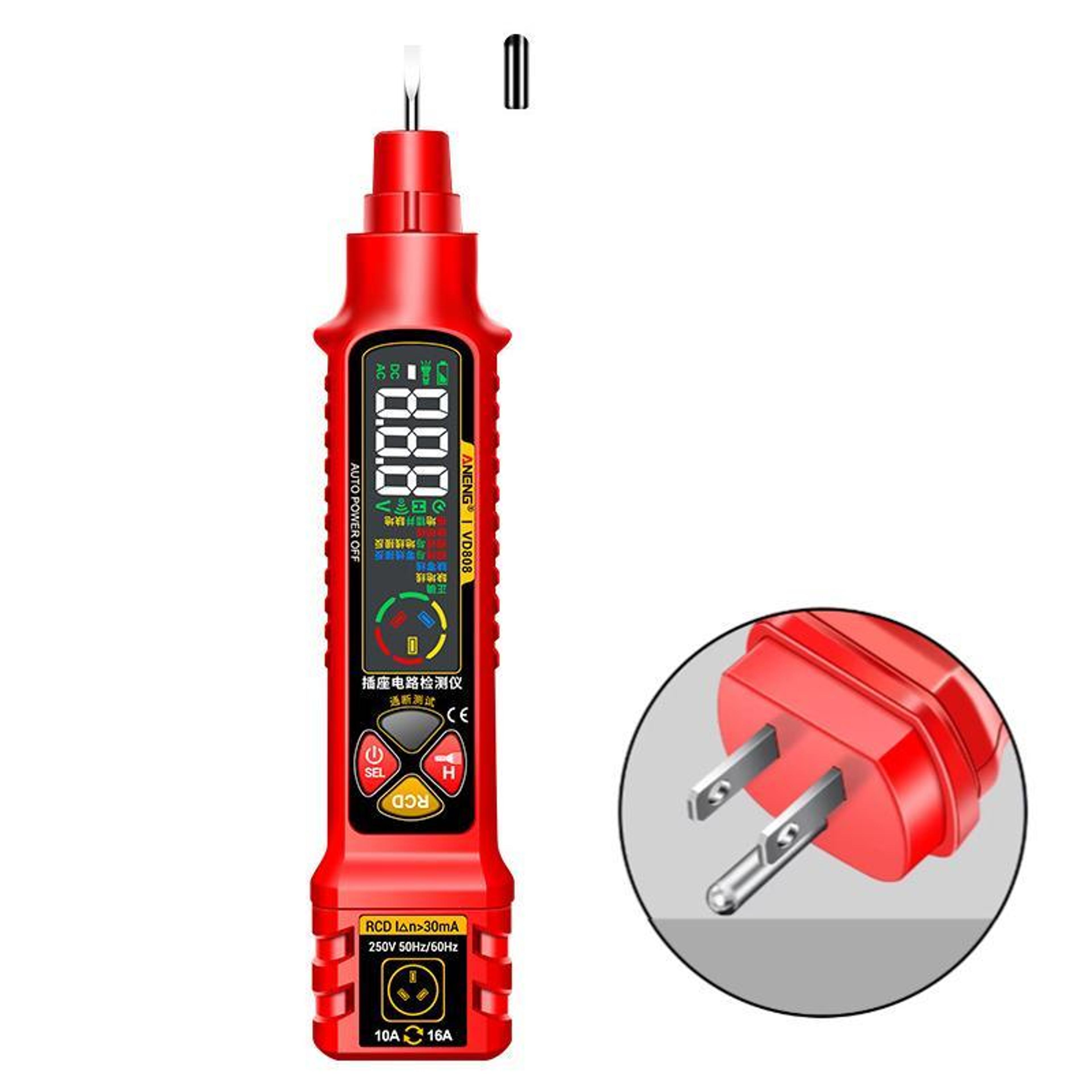 digital voltage tester and socket phase meter with continuity test