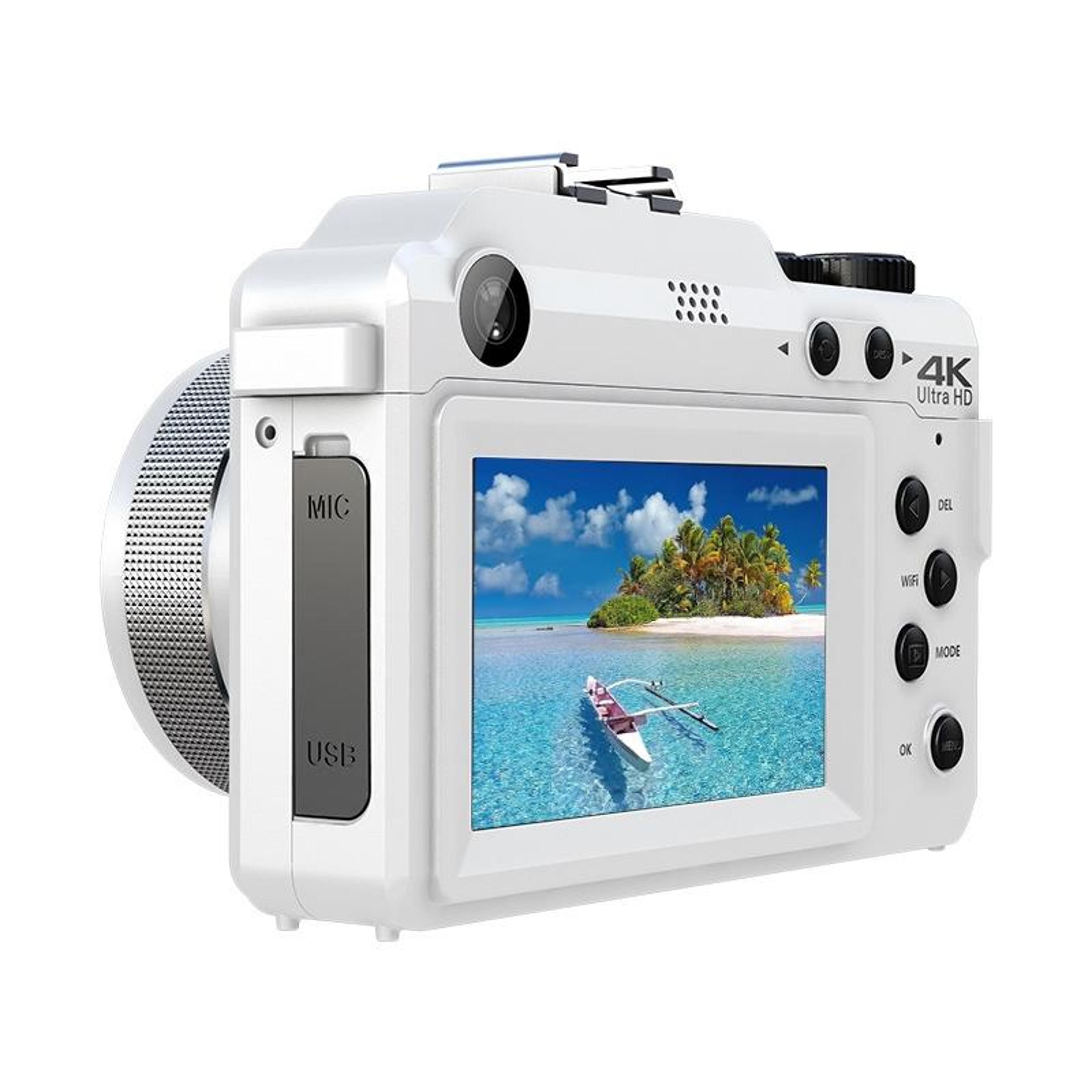 48mp 4k digital camera with dual cameras, 18x zoom and 3-inch display