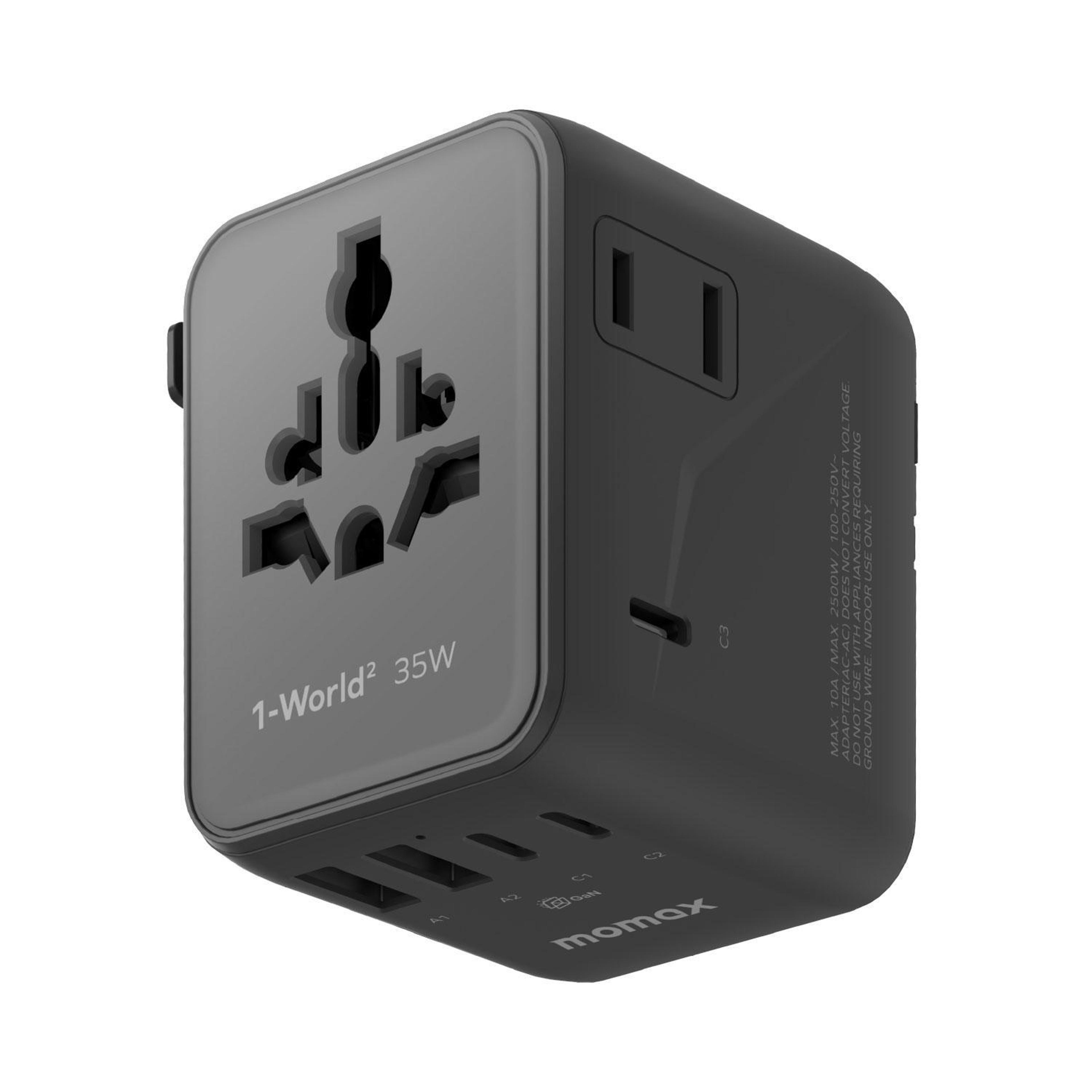 35w gan fast charger and universal travel adapter with dual ac
